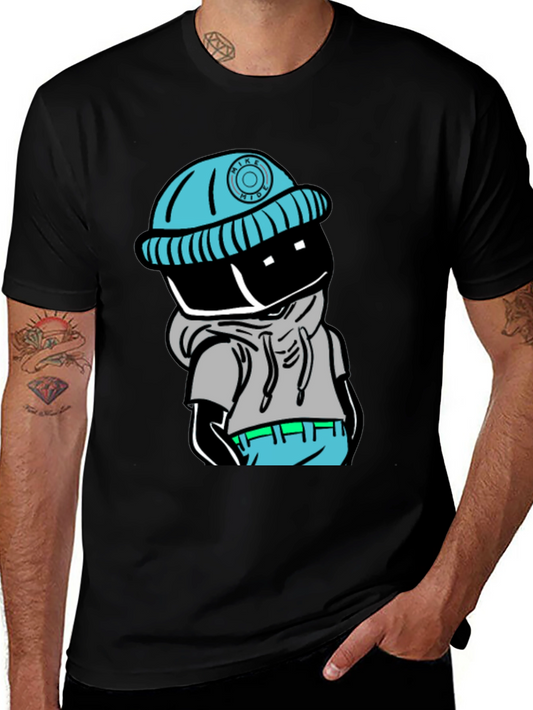 Trendy Cartoon Graphic Black T-Shirt