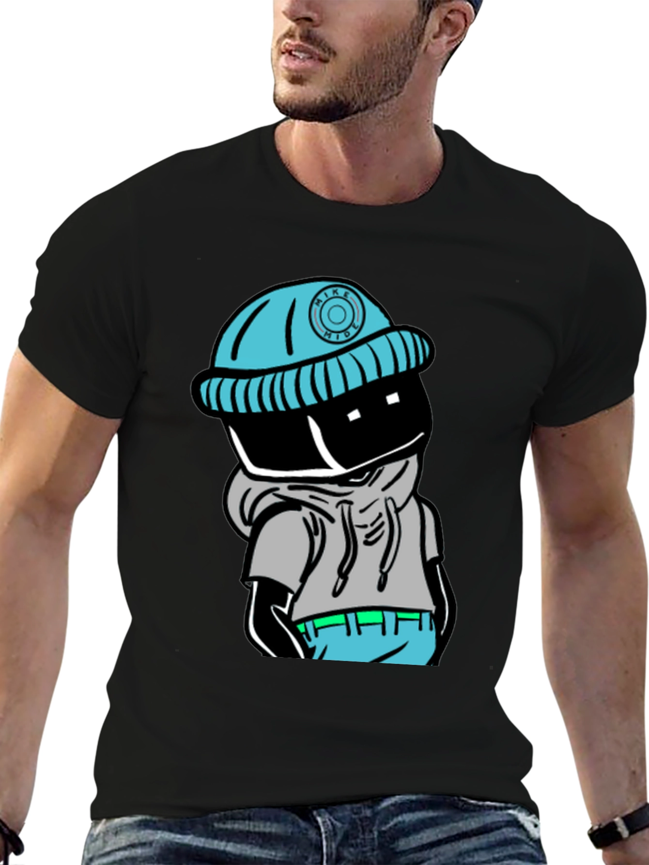 Trendy Cartoon Graphic Black T-Shirt