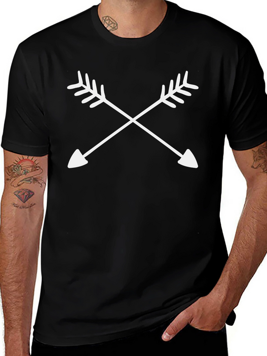 Mens Crossed Arrows Graphic Tee - Casual Black T-Shirt