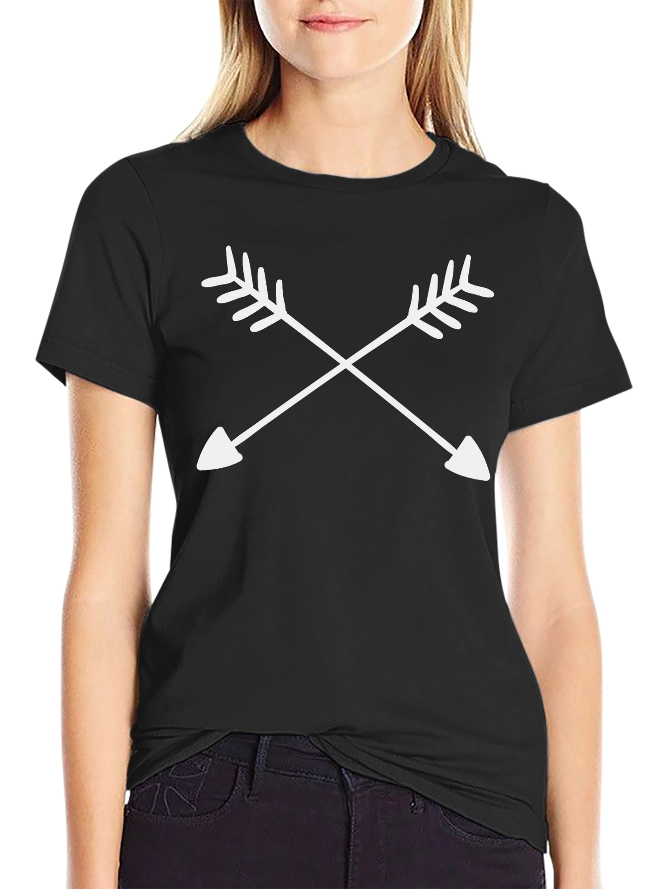 Mens Crossed Arrows Graphic Tee - Casual Black T-Shirt