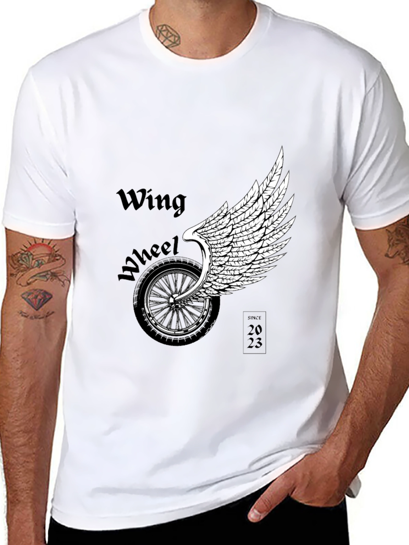 Wing Wheel T-Shirt - Black Graphic Tee