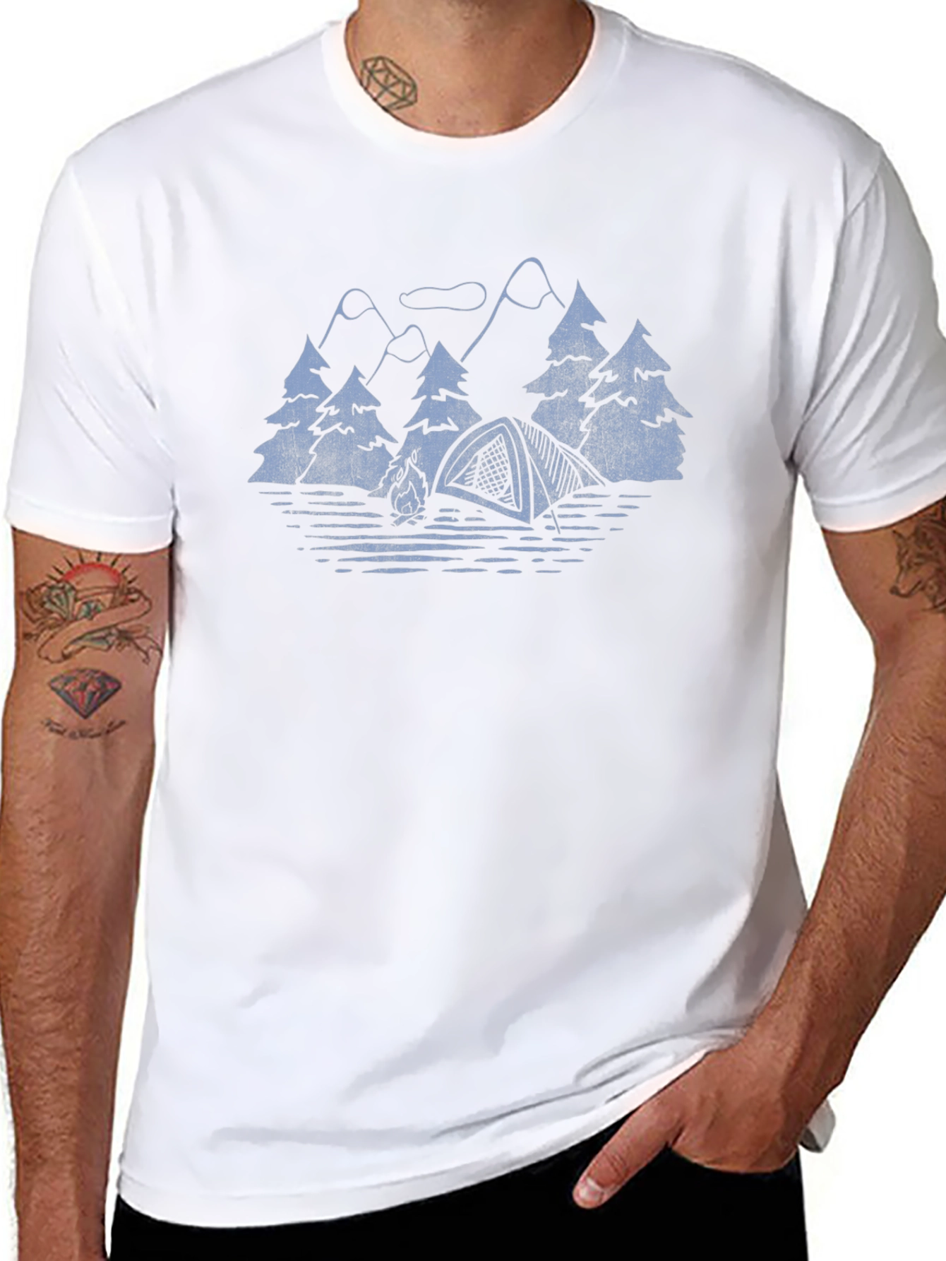 Camping Scene Graphic T-Shirt
