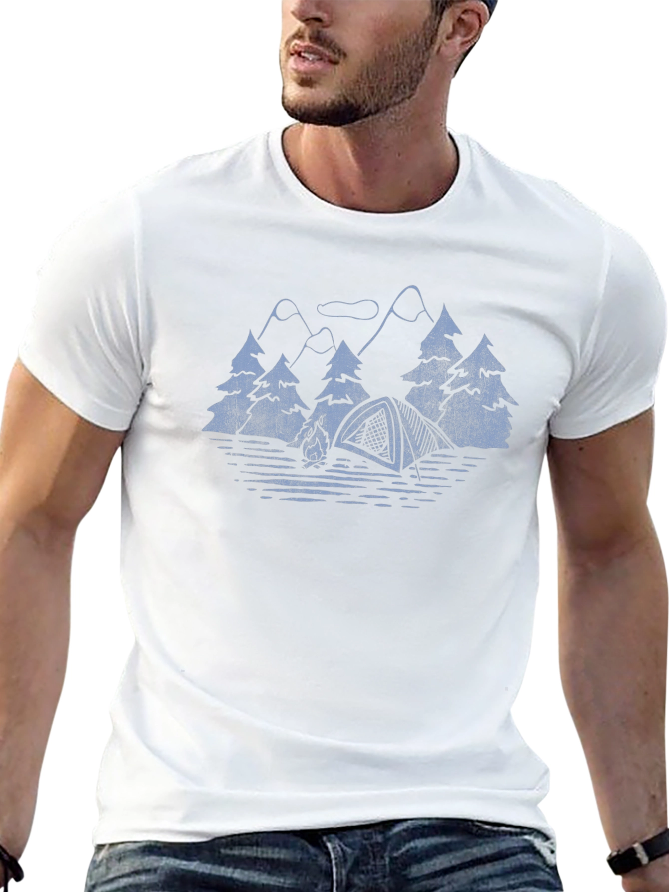 Camping Scene Graphic T-Shirt
