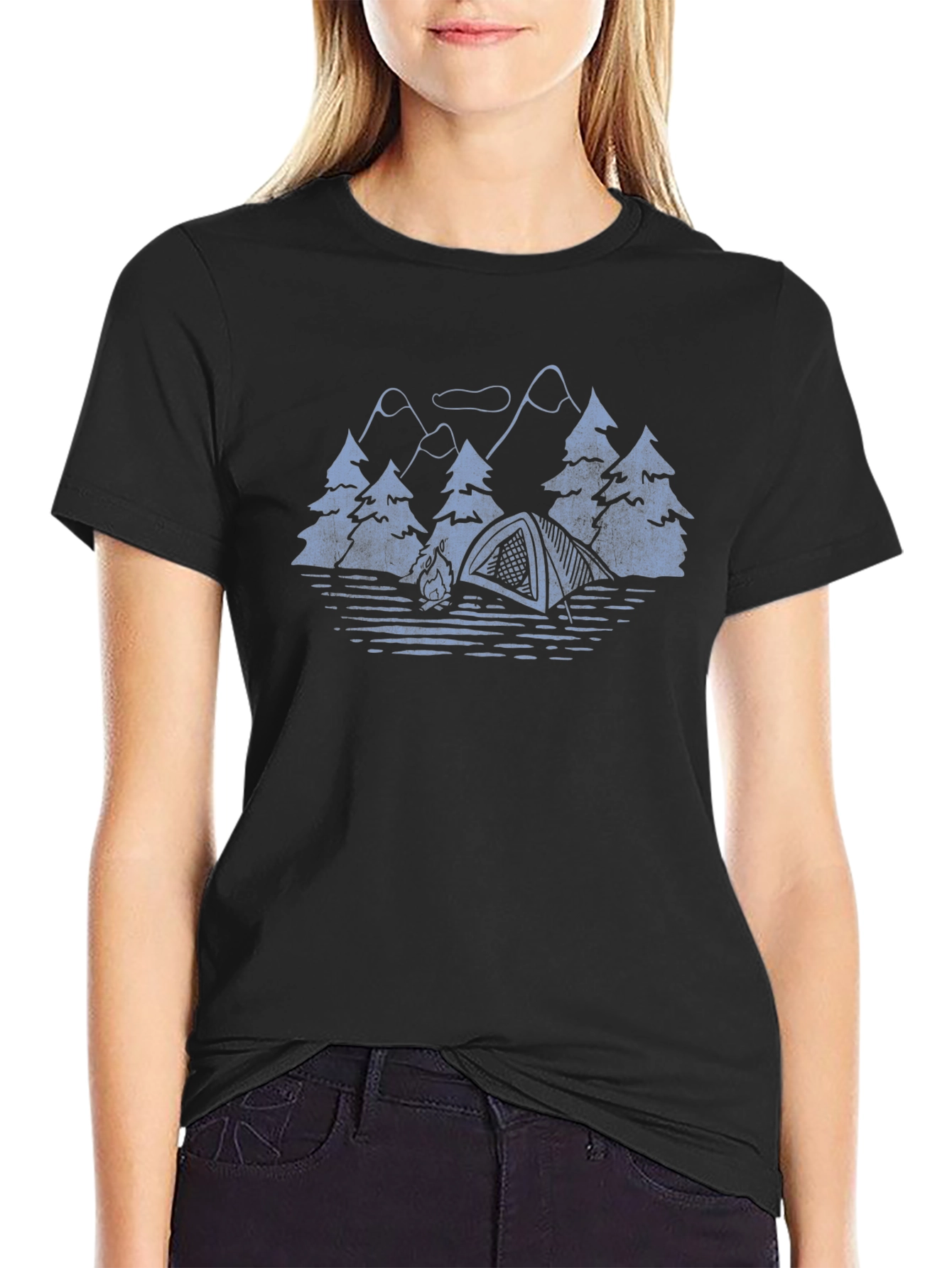 Camping Scene Graphic T-Shirt