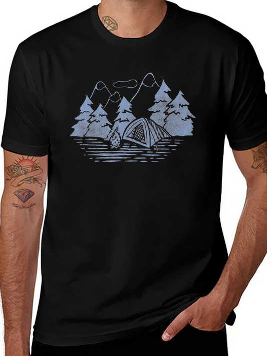 Camping Scene Graphic T-Shirt