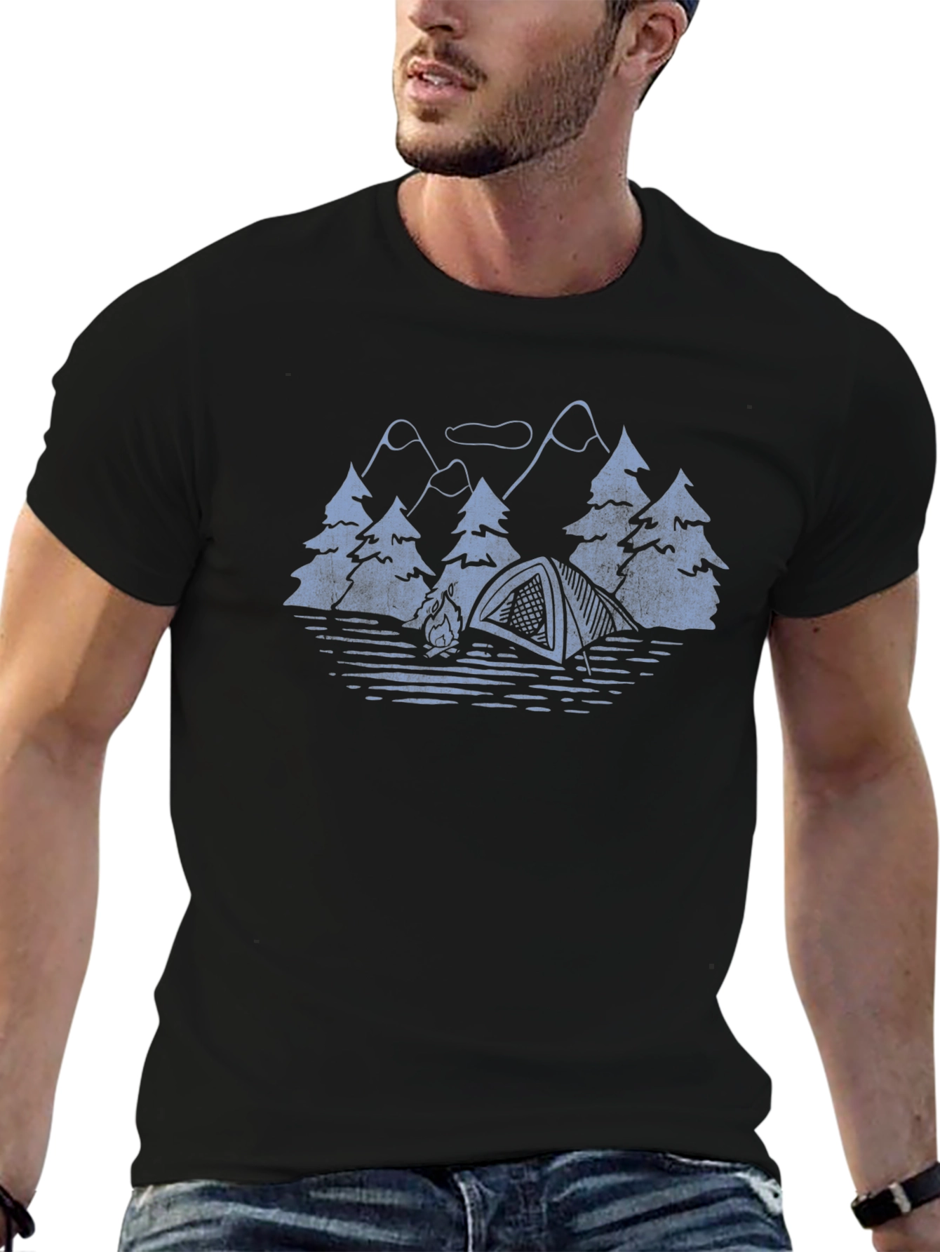 Camping Scene Graphic T-Shirt