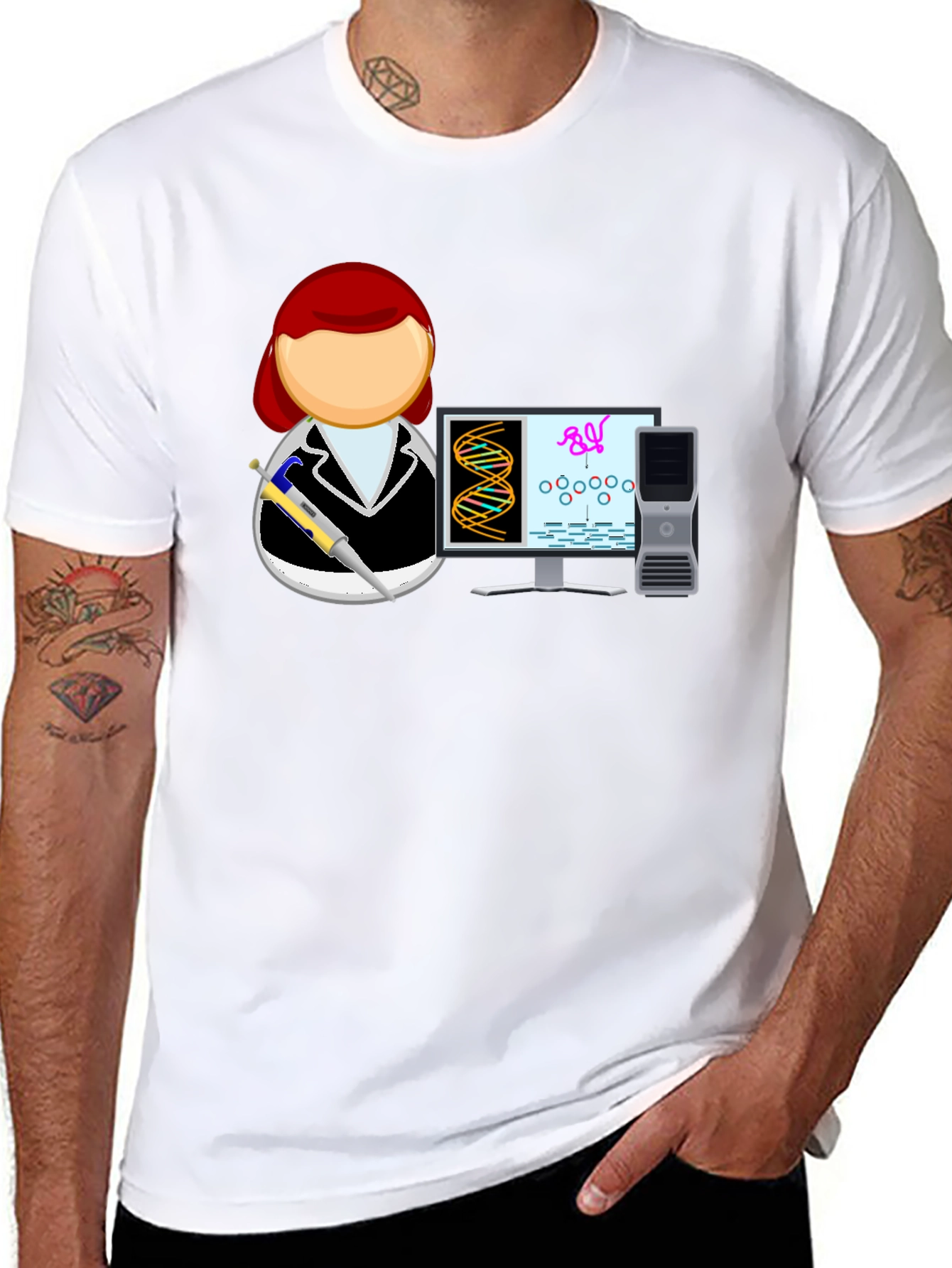 Science T-Shirt with Scientist and DNA