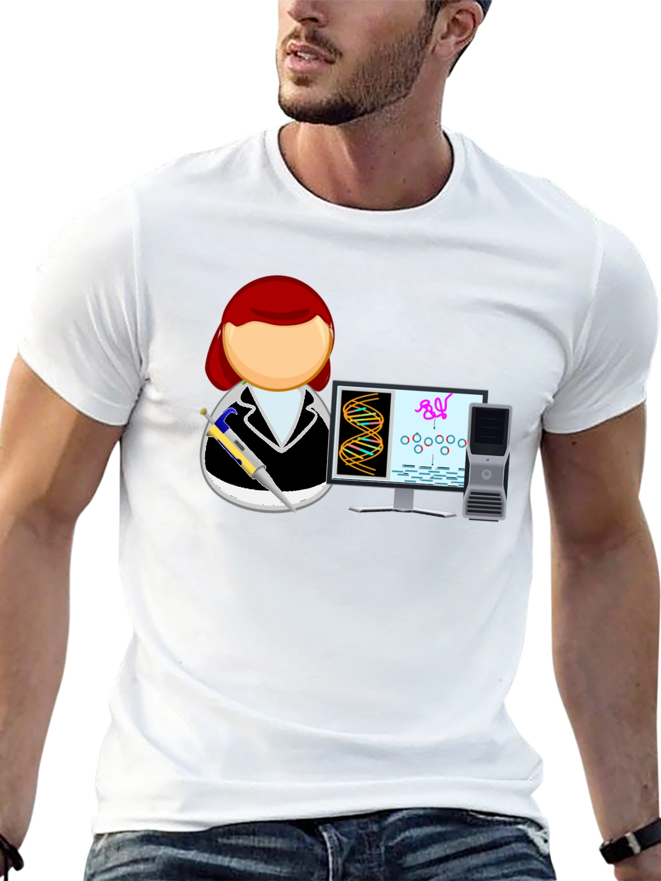 Science T-Shirt with Scientist and DNA