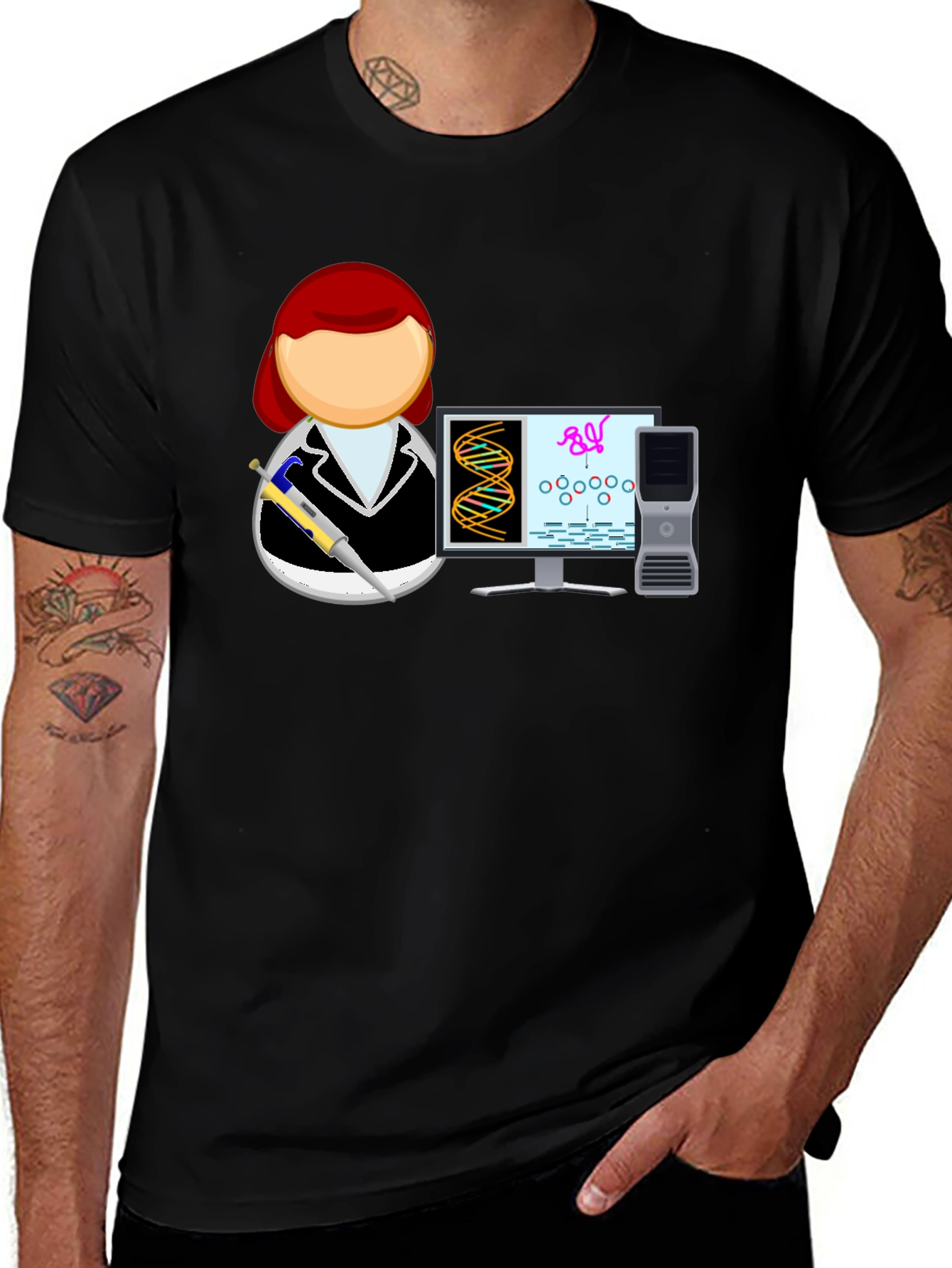 Science T-Shirt with Scientist and DNA