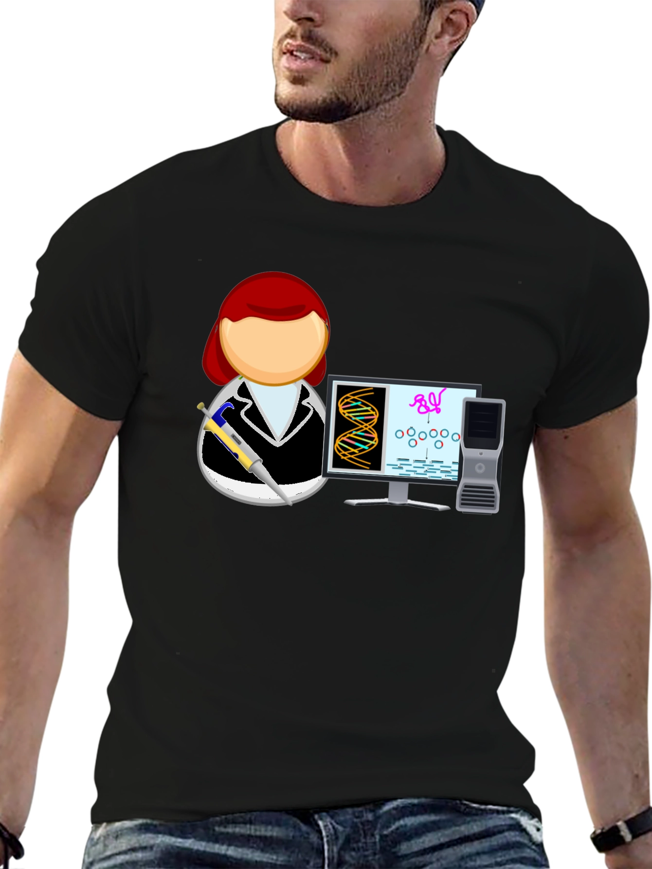 Science T-Shirt with Scientist and DNA