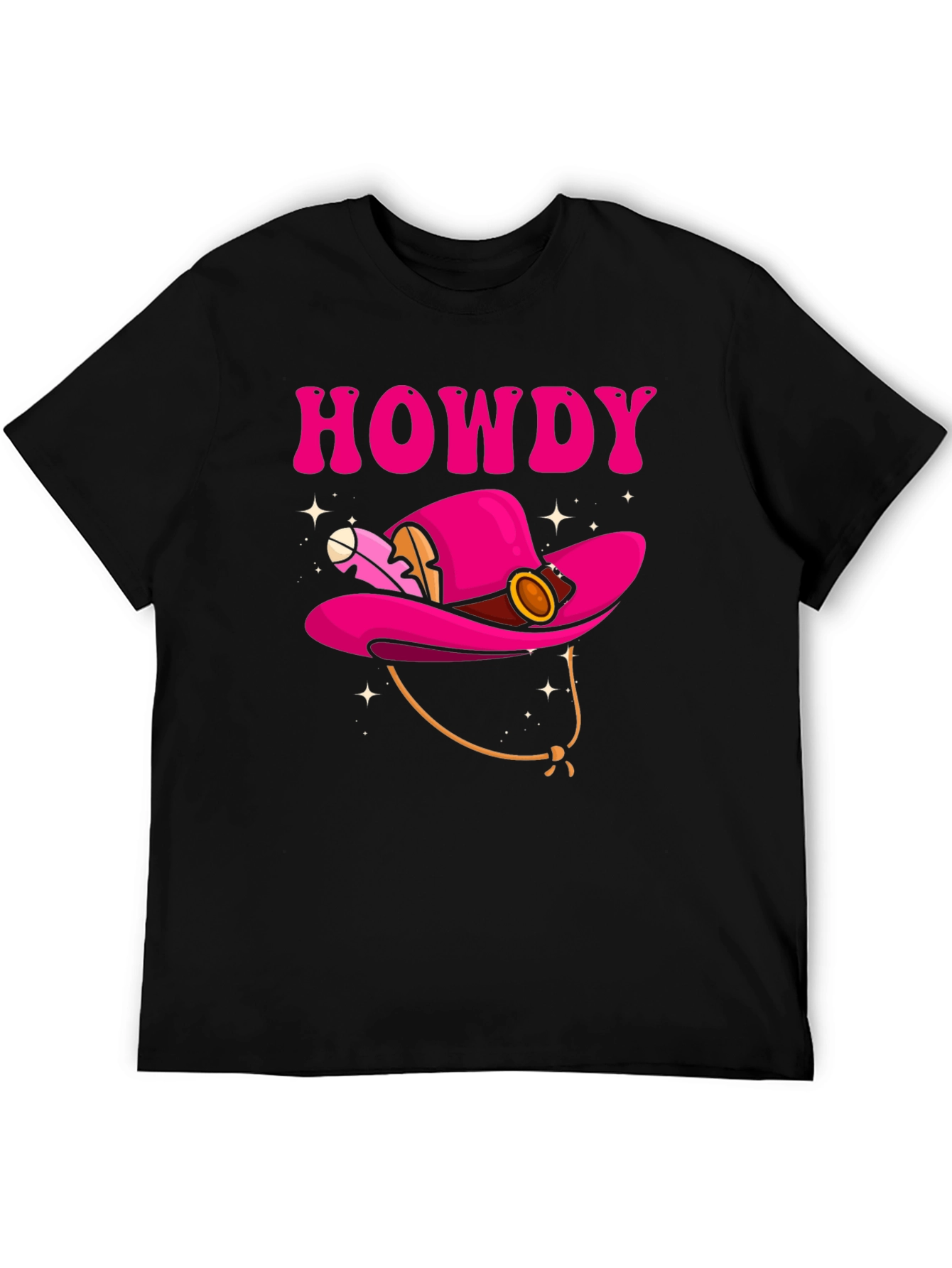 Howdy Pink Cowboy Hat Graphic T-Shirt