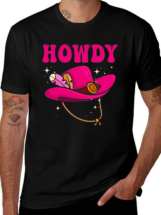 Howdy Pink Cowboy Hat Graphic T-Shirt