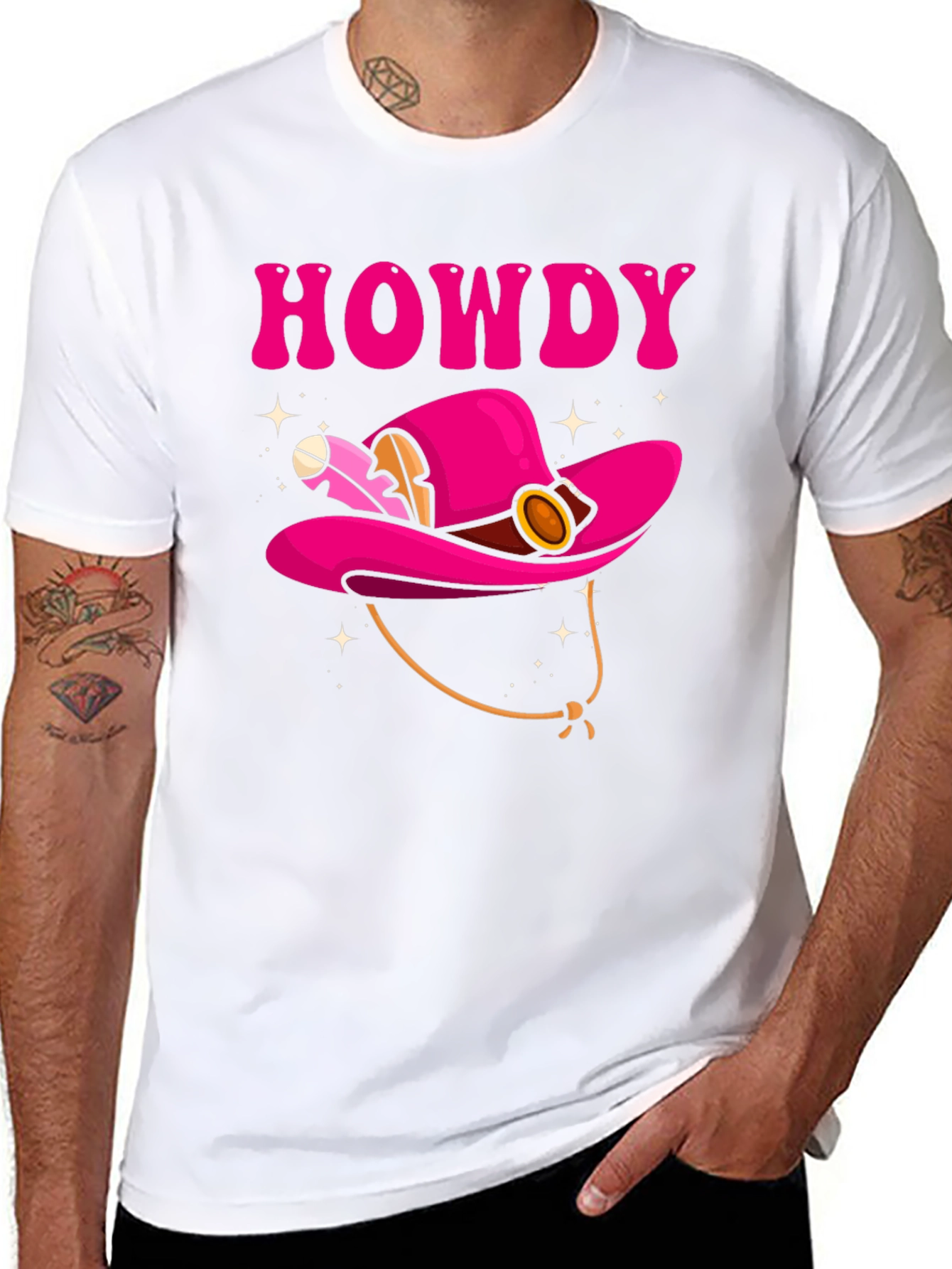 Howdy Pink Cowboy Hat Graphic T-Shirt