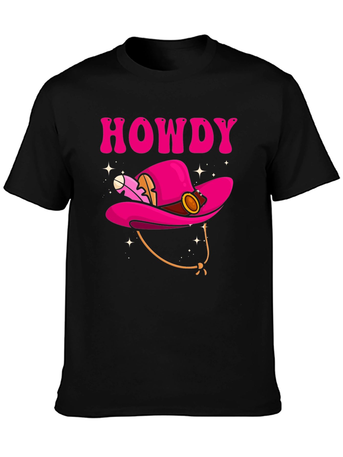 Howdy Pink Cowboy Hat Graphic T-Shirt