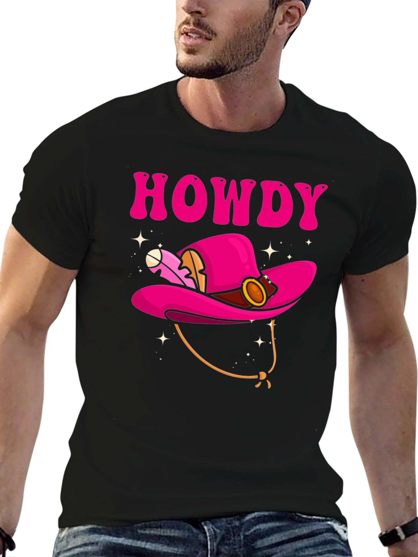 Howdy Pink Cowboy Hat Graphic T-Shirt