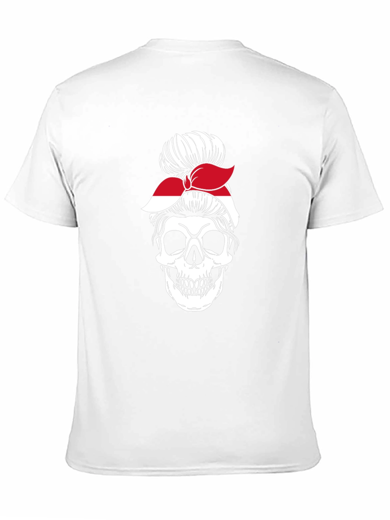 Skull Messy Bun Indonesia Flag T-Shirt