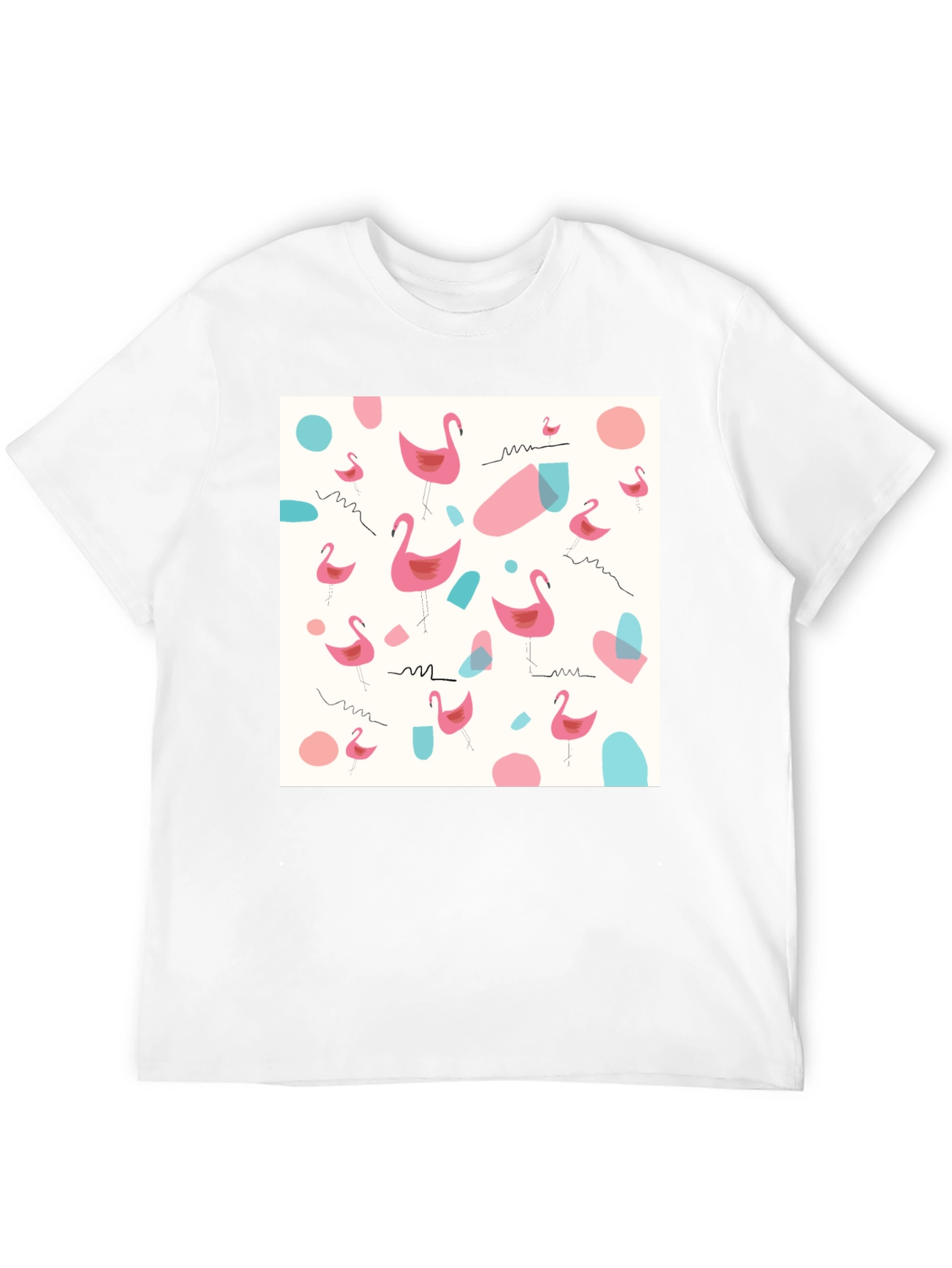 Fun Flamingo Pattern Black T-Shirt
