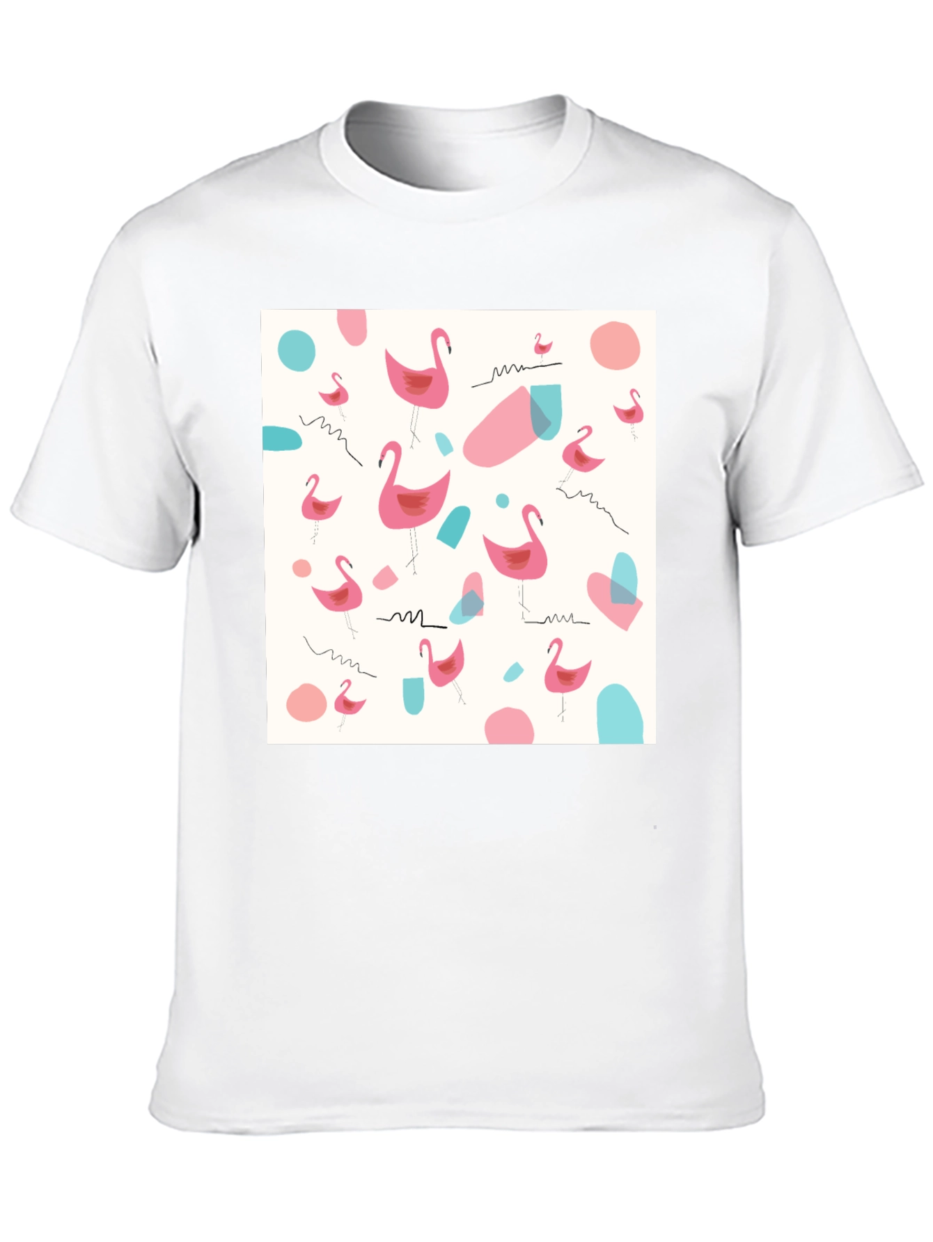 Fun Flamingo Pattern Black T-Shirt