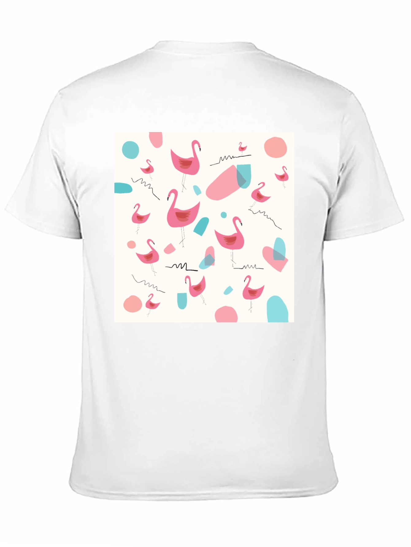 Fun Flamingo Pattern Black T-Shirt