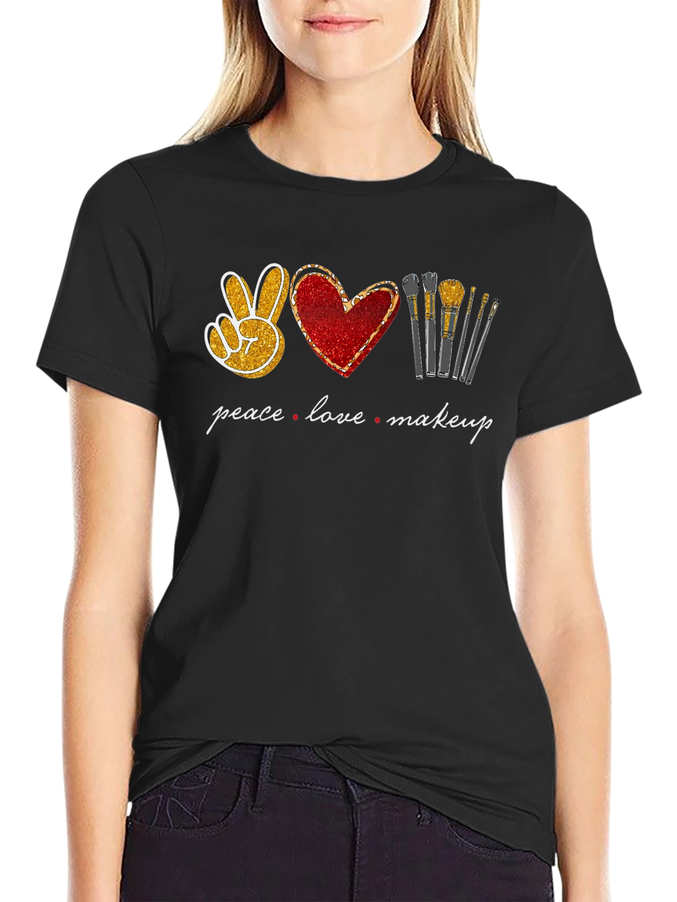 Peace Love Makeup Graphic T-Shirt