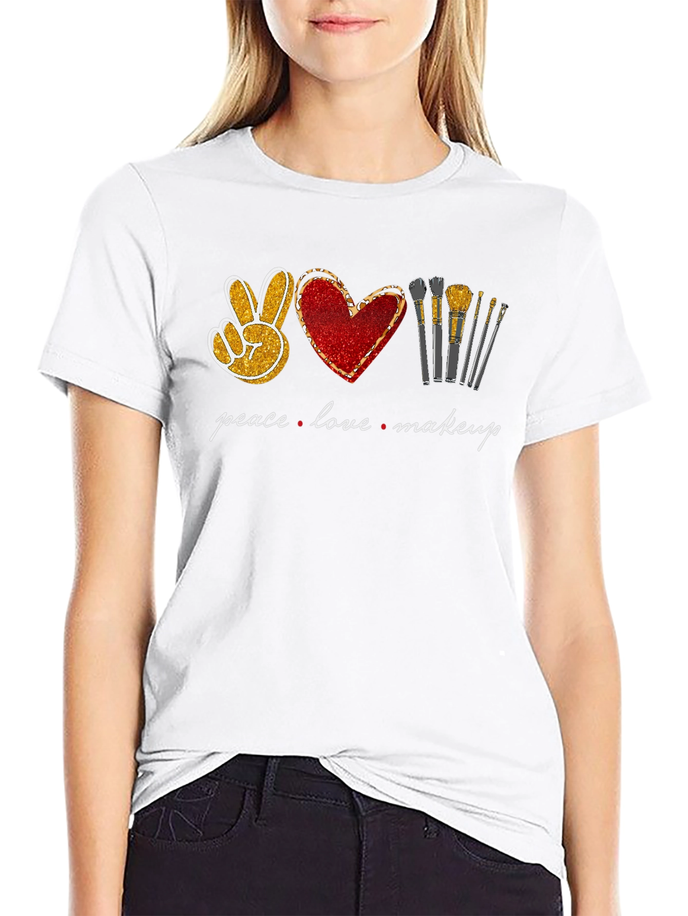 Peace Love Makeup Graphic T-Shirt