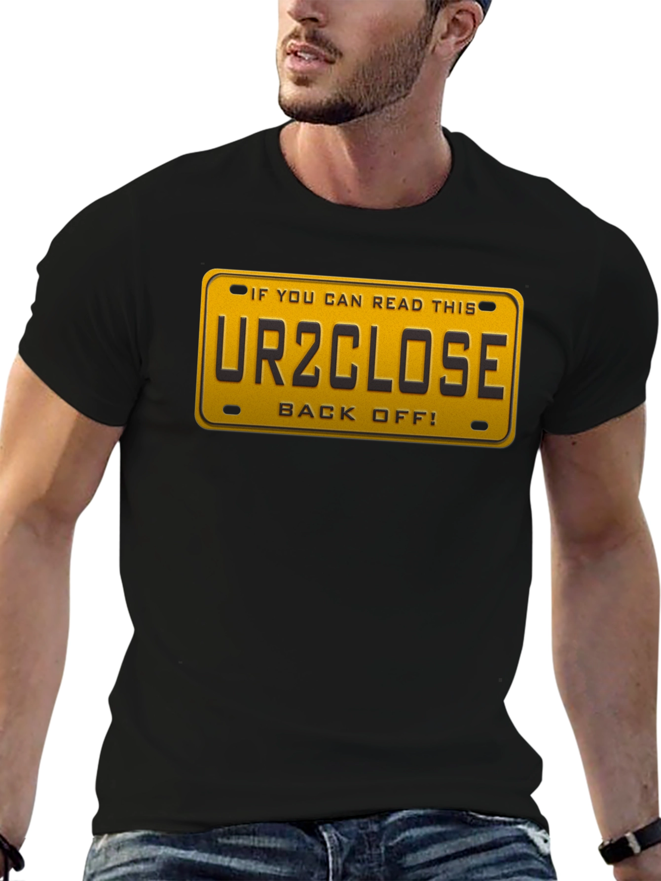 Funny UR2CLOSE License Plate Graphic T-Shirt