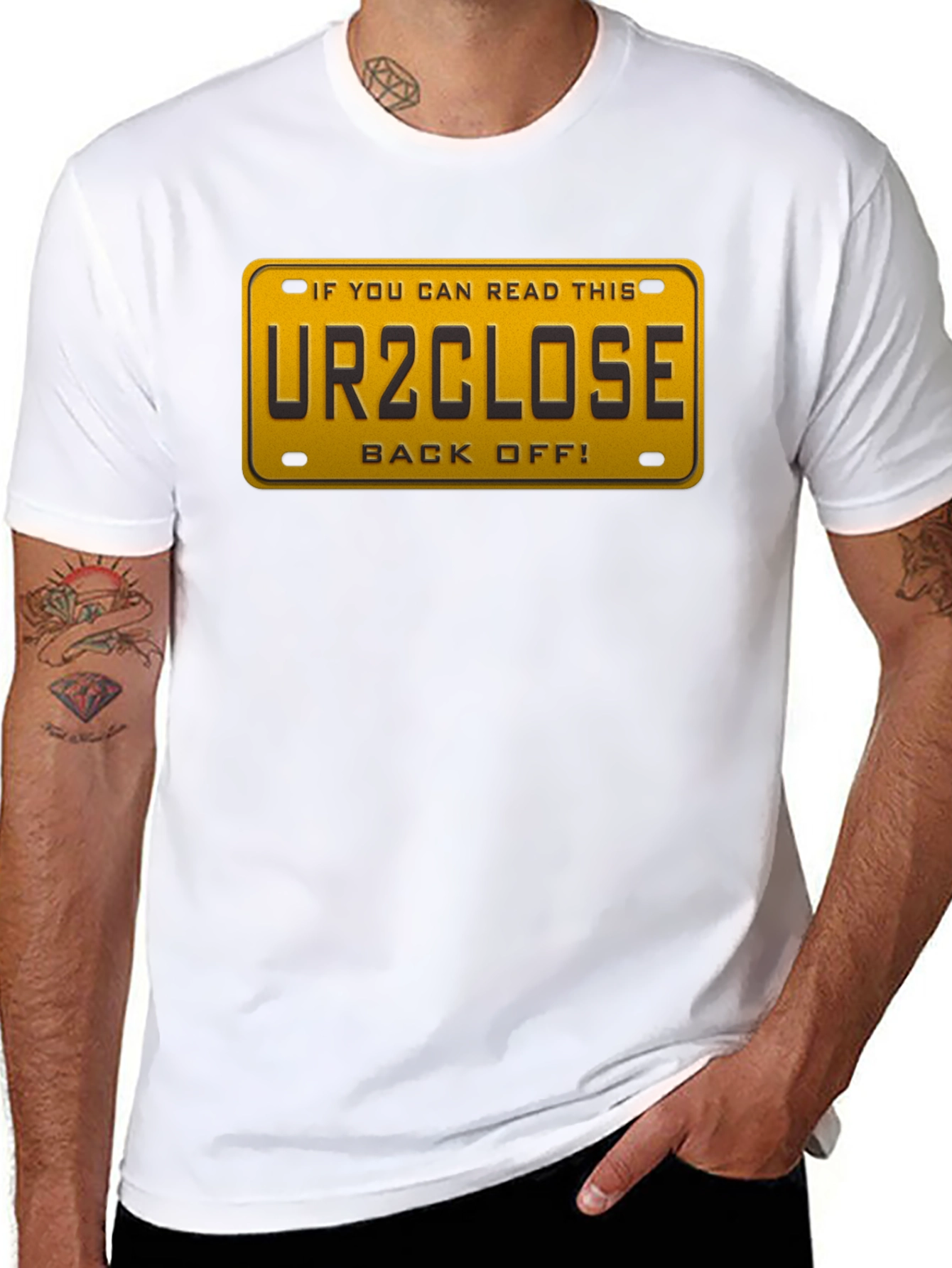 Funny UR2CLOSE License Plate Graphic T-Shirt