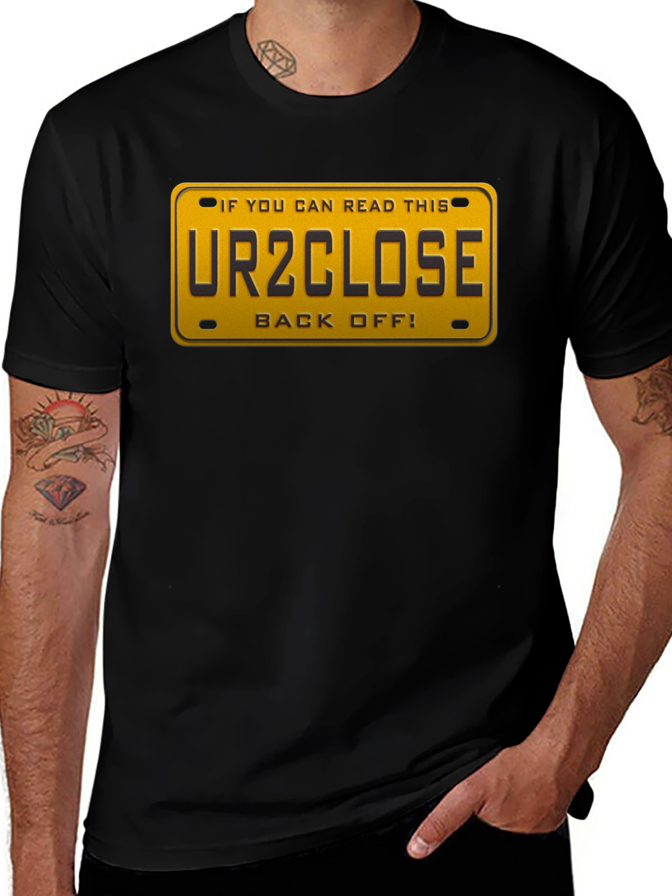 Funny UR2CLOSE License Plate Graphic T-Shirt