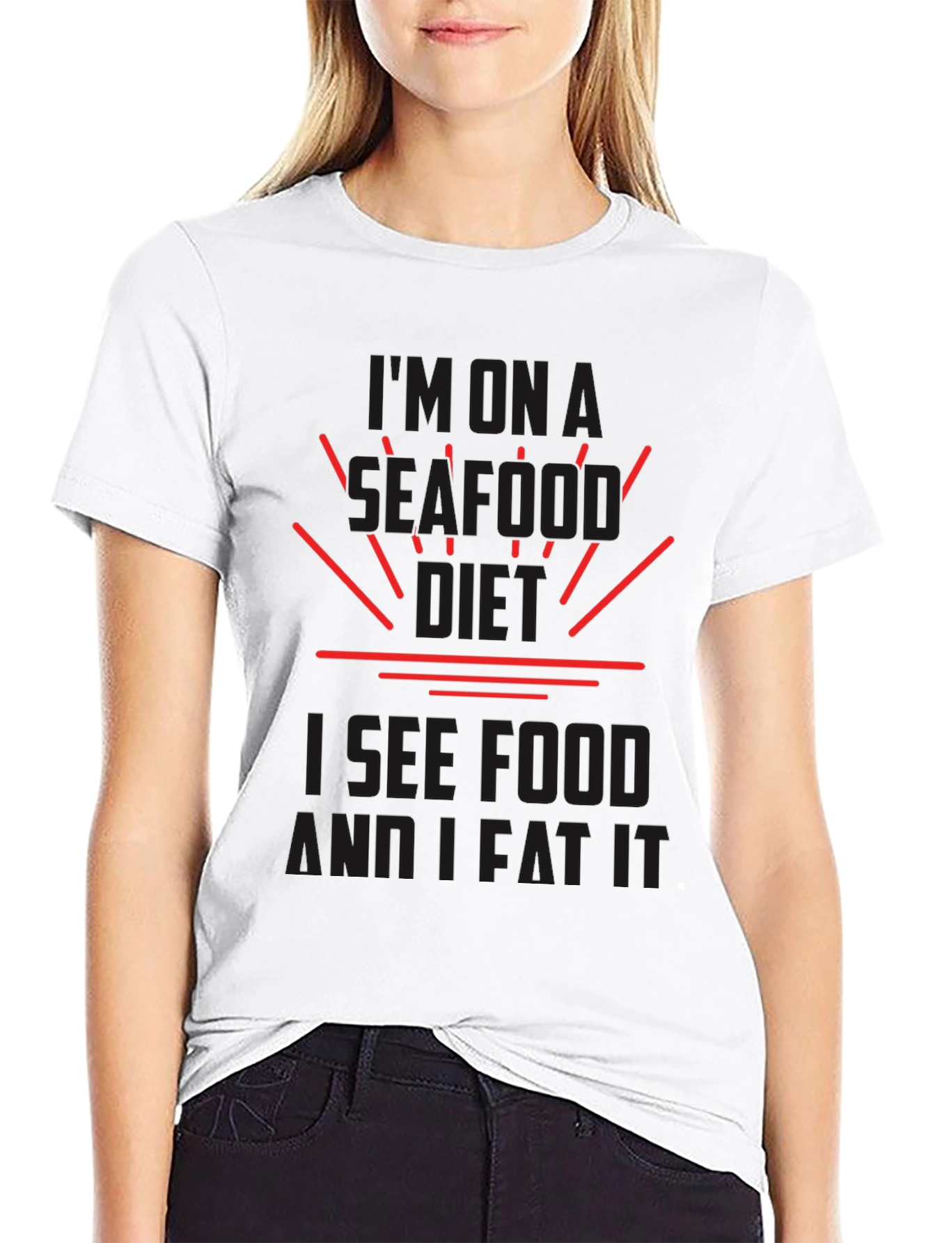Seafood Diet Black T-Shirt