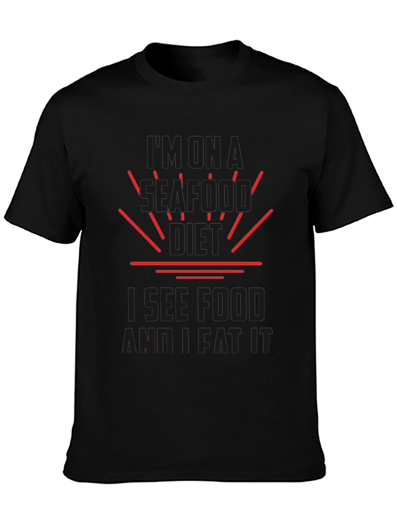 Seafood Diet Black T-Shirt