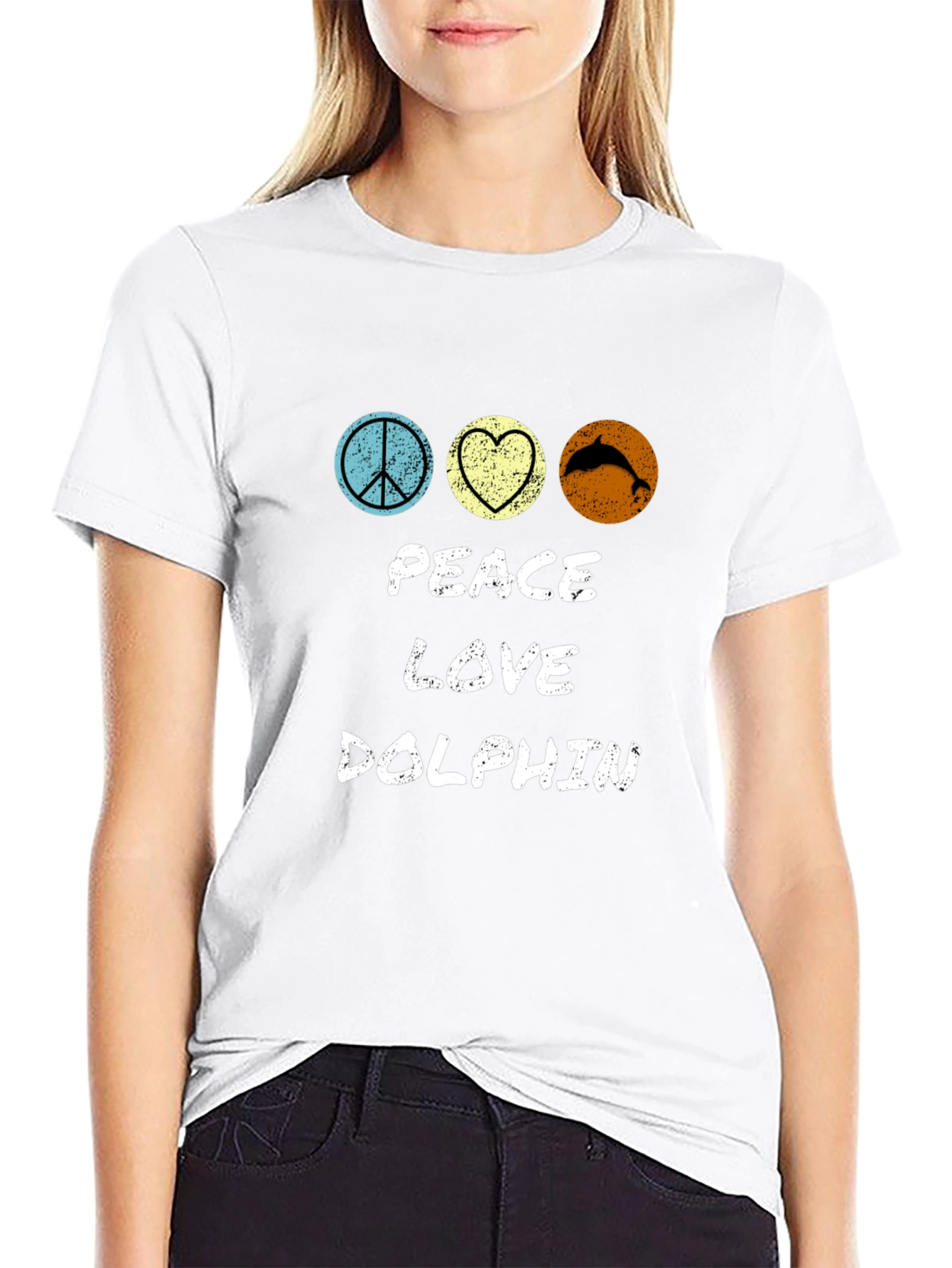Peace Love Dolphin T-Shirt - Stylish Graphic Tee