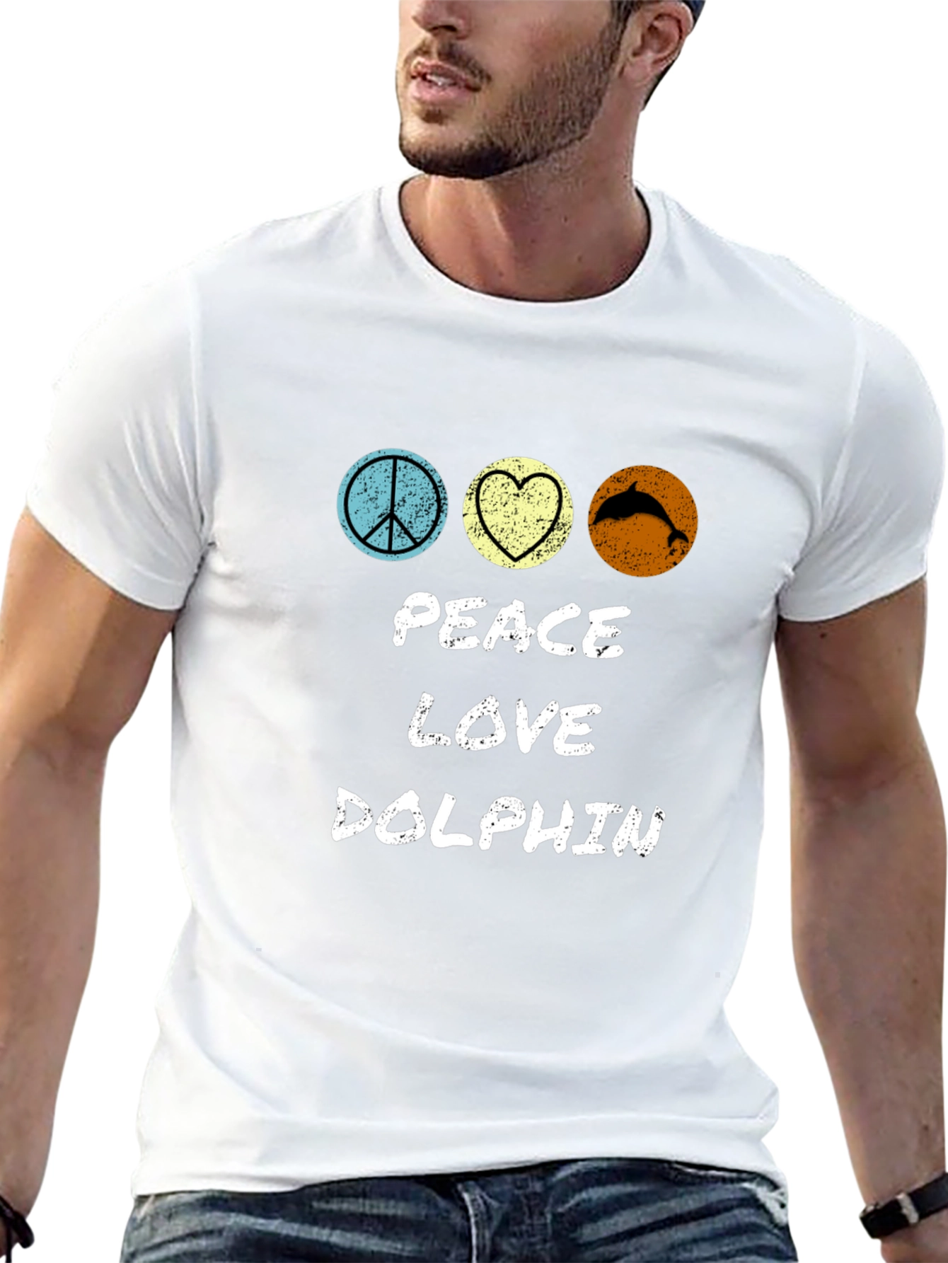 Peace Love Dolphin T-Shirt - Stylish Graphic Tee