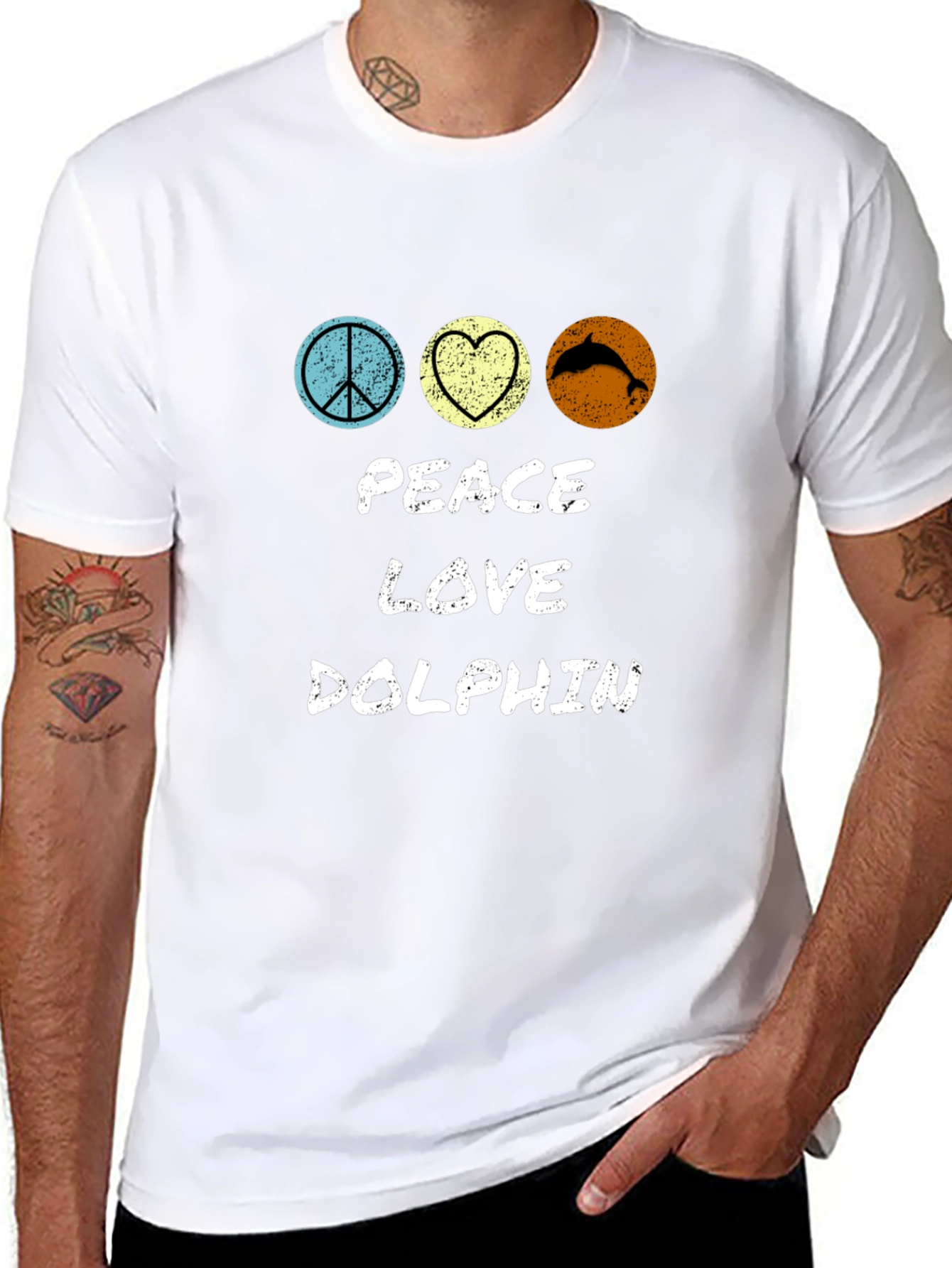 Peace Love Dolphin T-Shirt - Stylish Graphic Tee