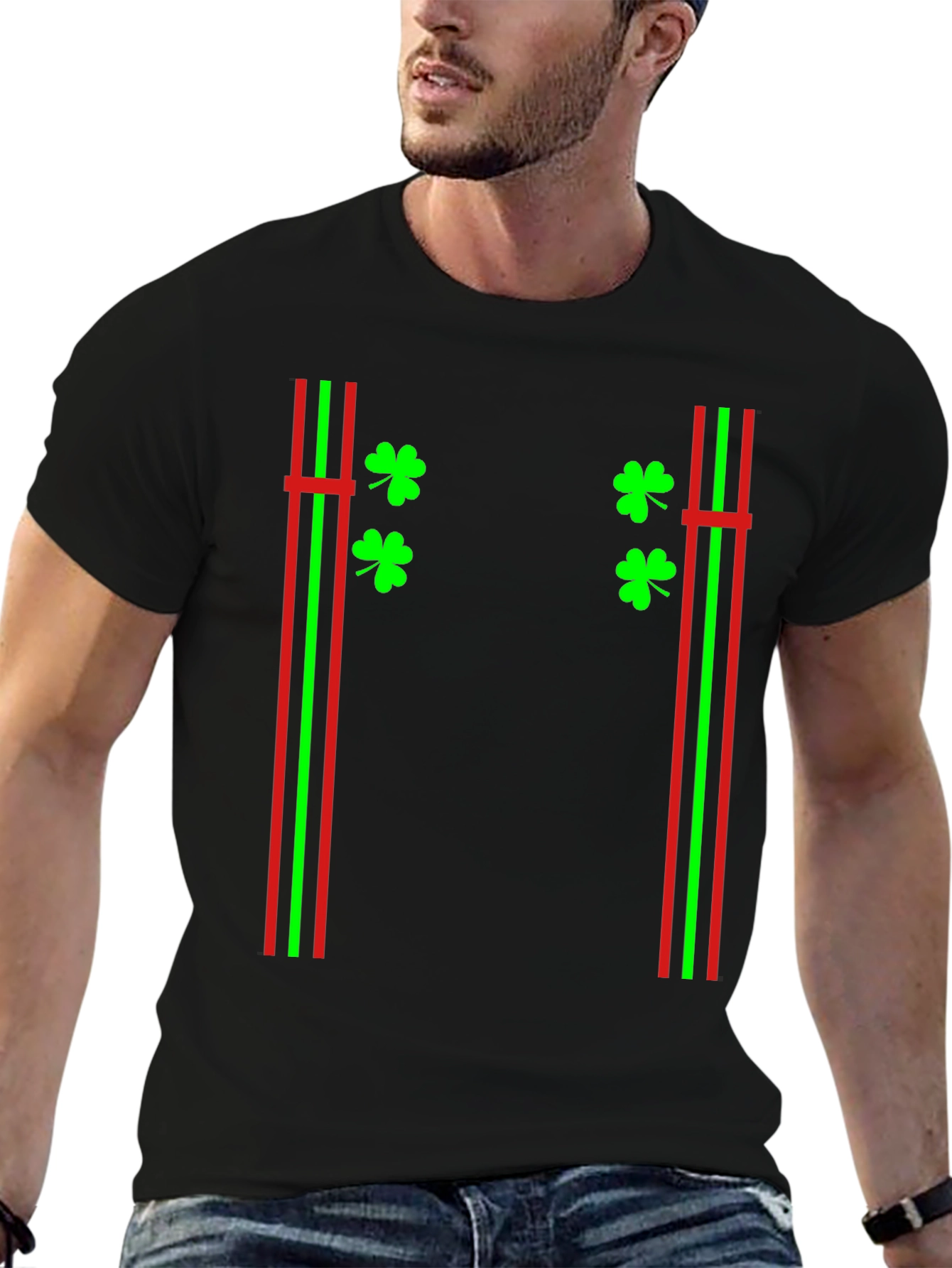 St. Patricks Day Suspender Shamrock T-Shirt