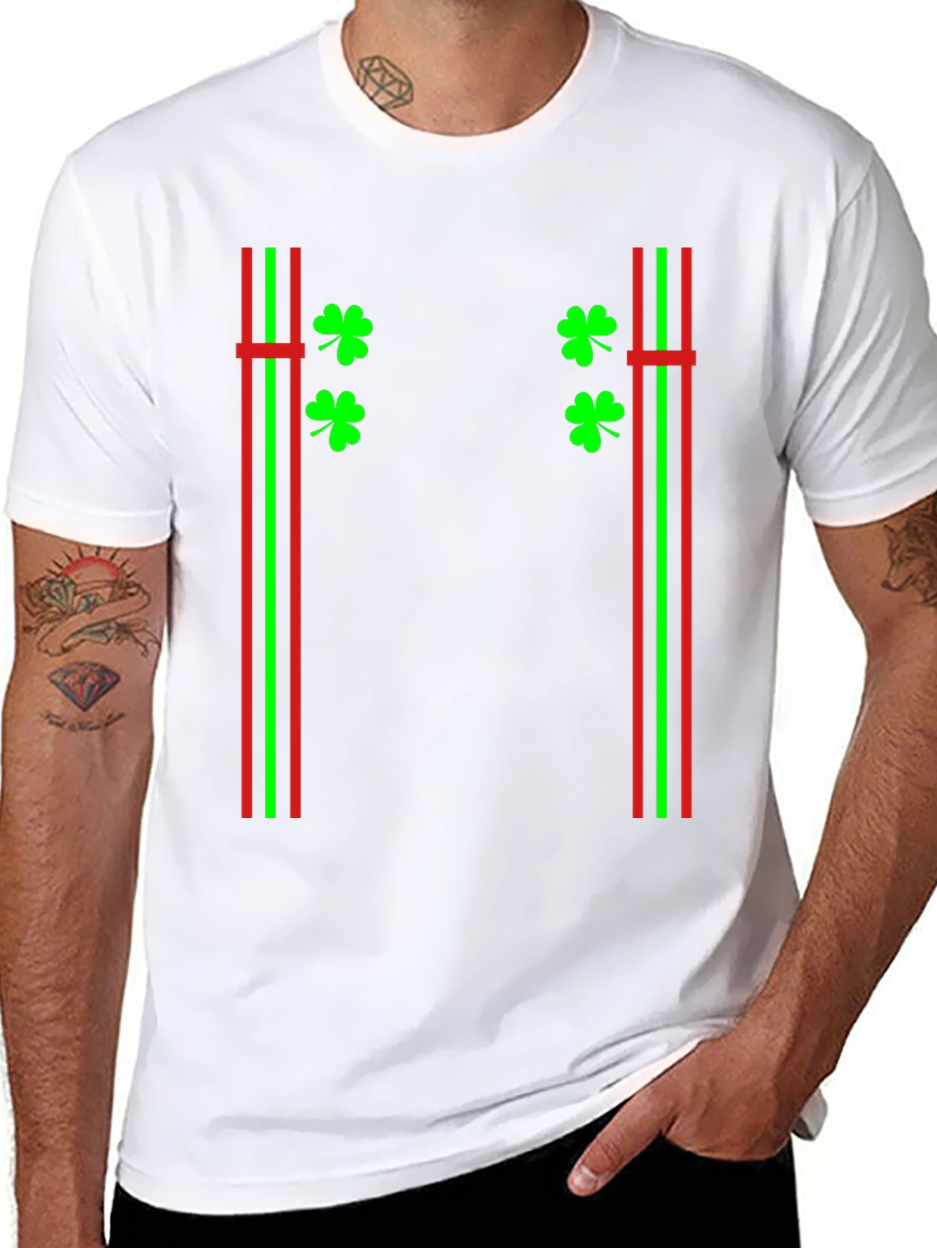 St. Patricks Day Suspender Shamrock T-Shirt
