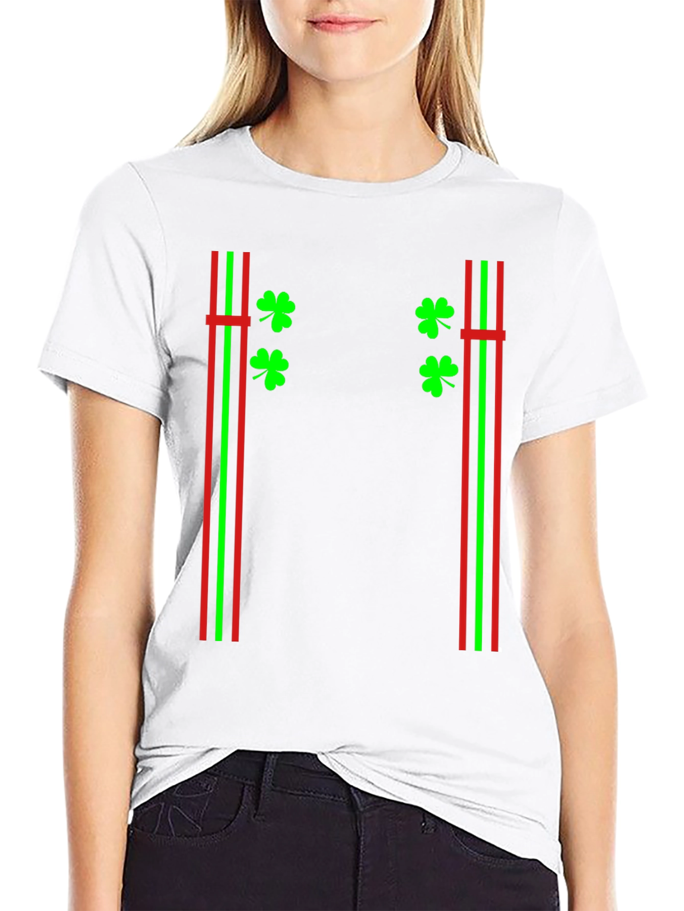 St. Patricks Day Suspender Shamrock T-Shirt