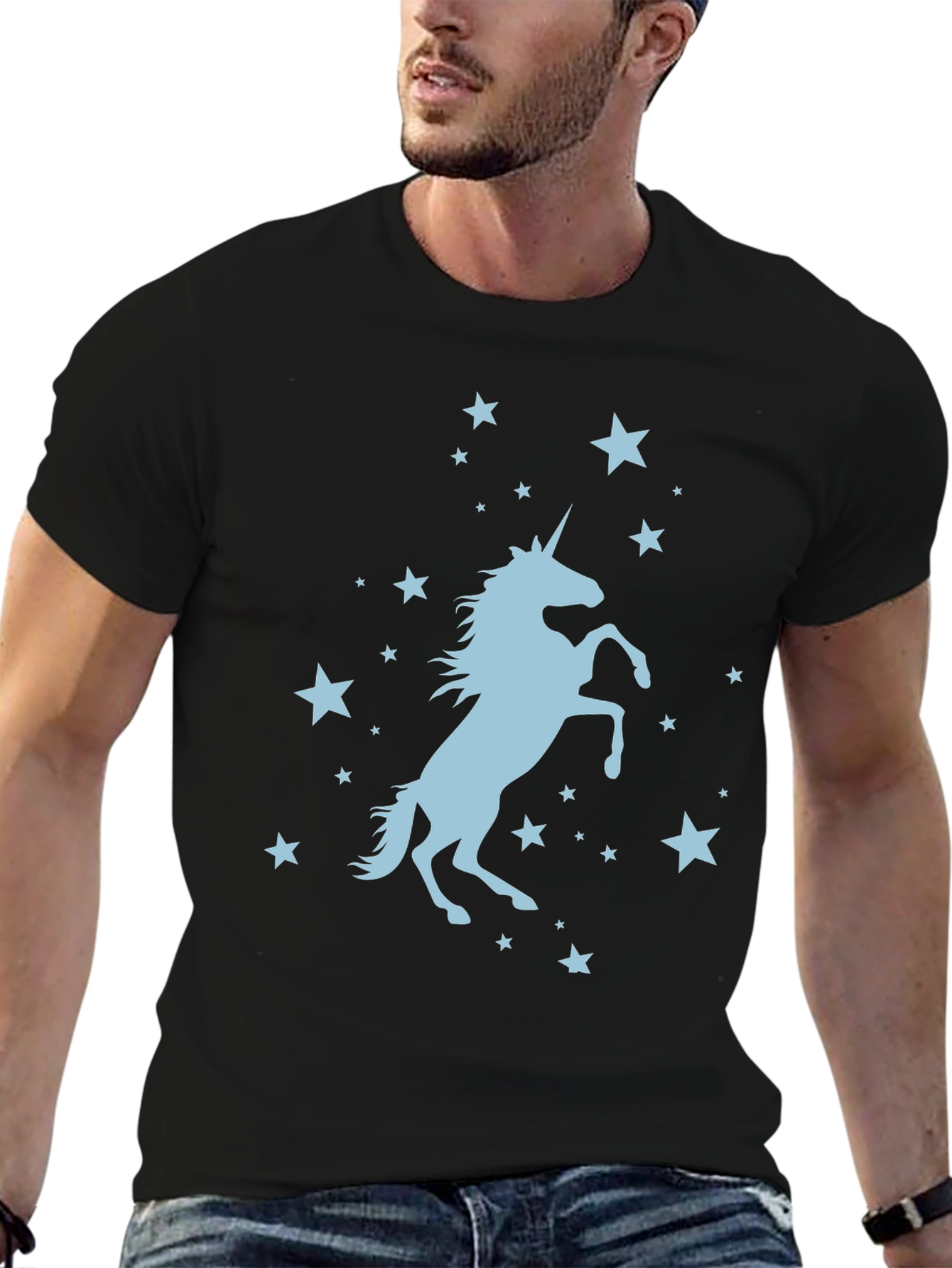 Unicorn Star Graphic Black T-Shirt