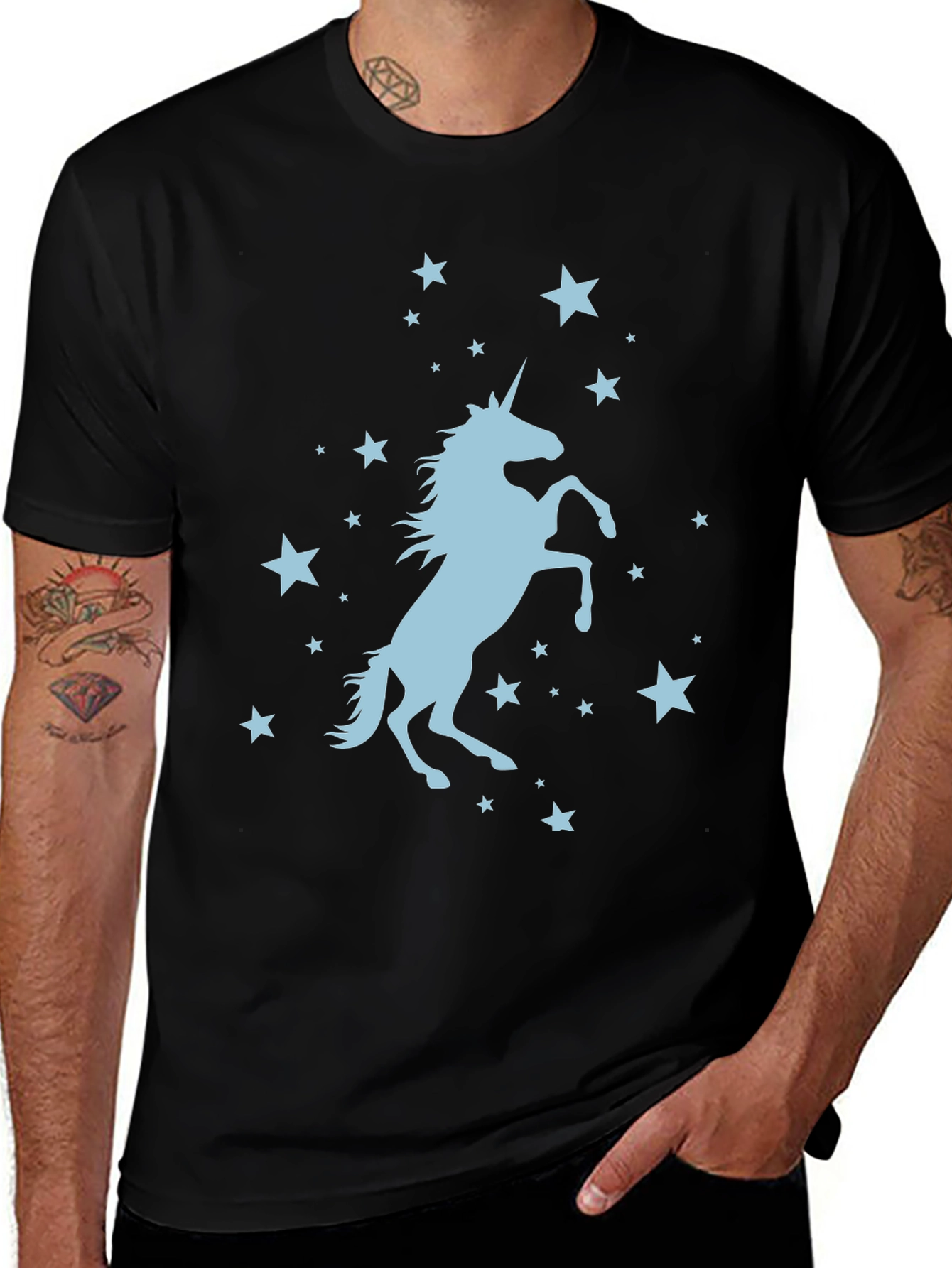 Unicorn Star Graphic Black T-Shirt