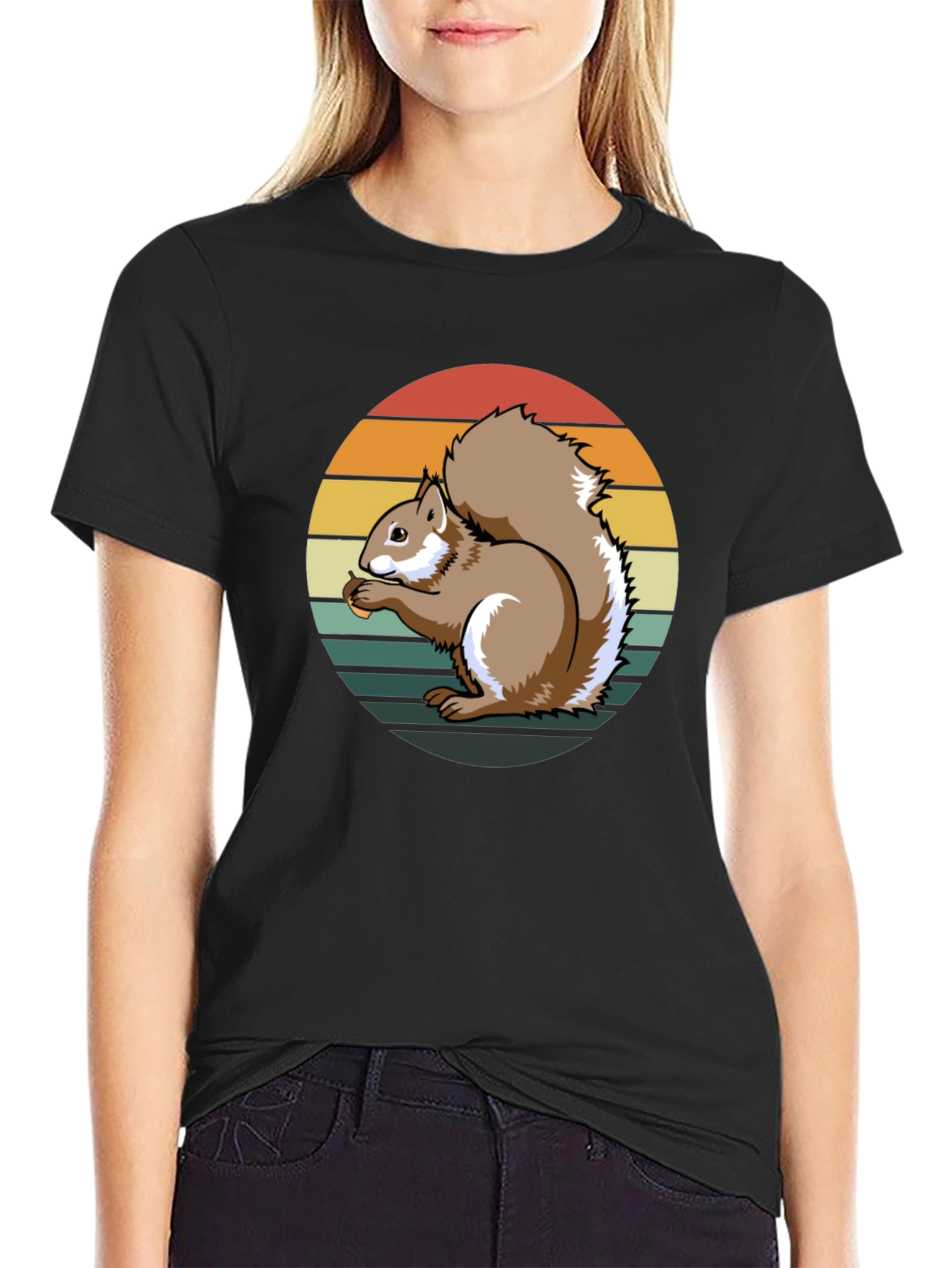 Squirrel Sunset Graphic Tee - Unique Nature Design