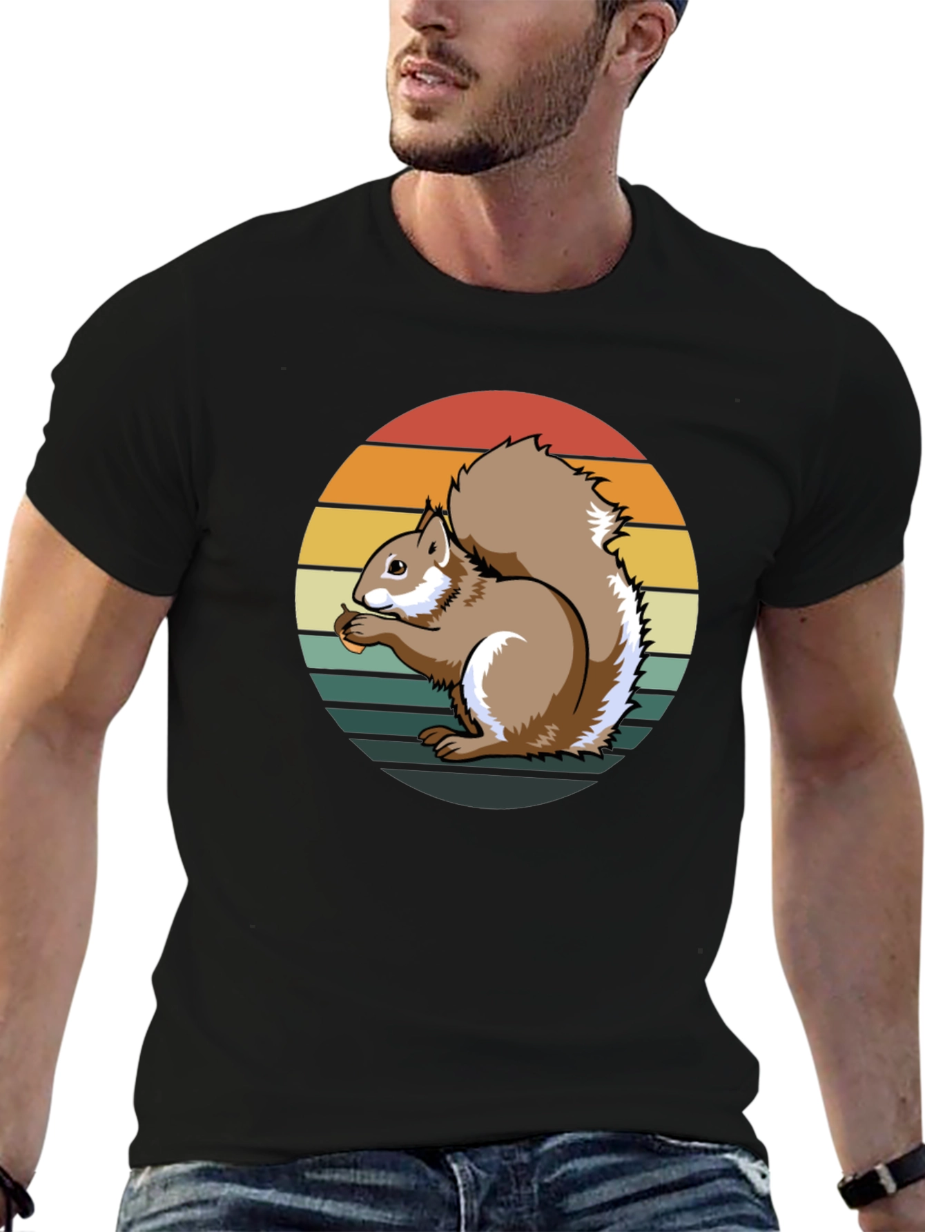 Squirrel Sunset Graphic Tee - Unique Nature Design