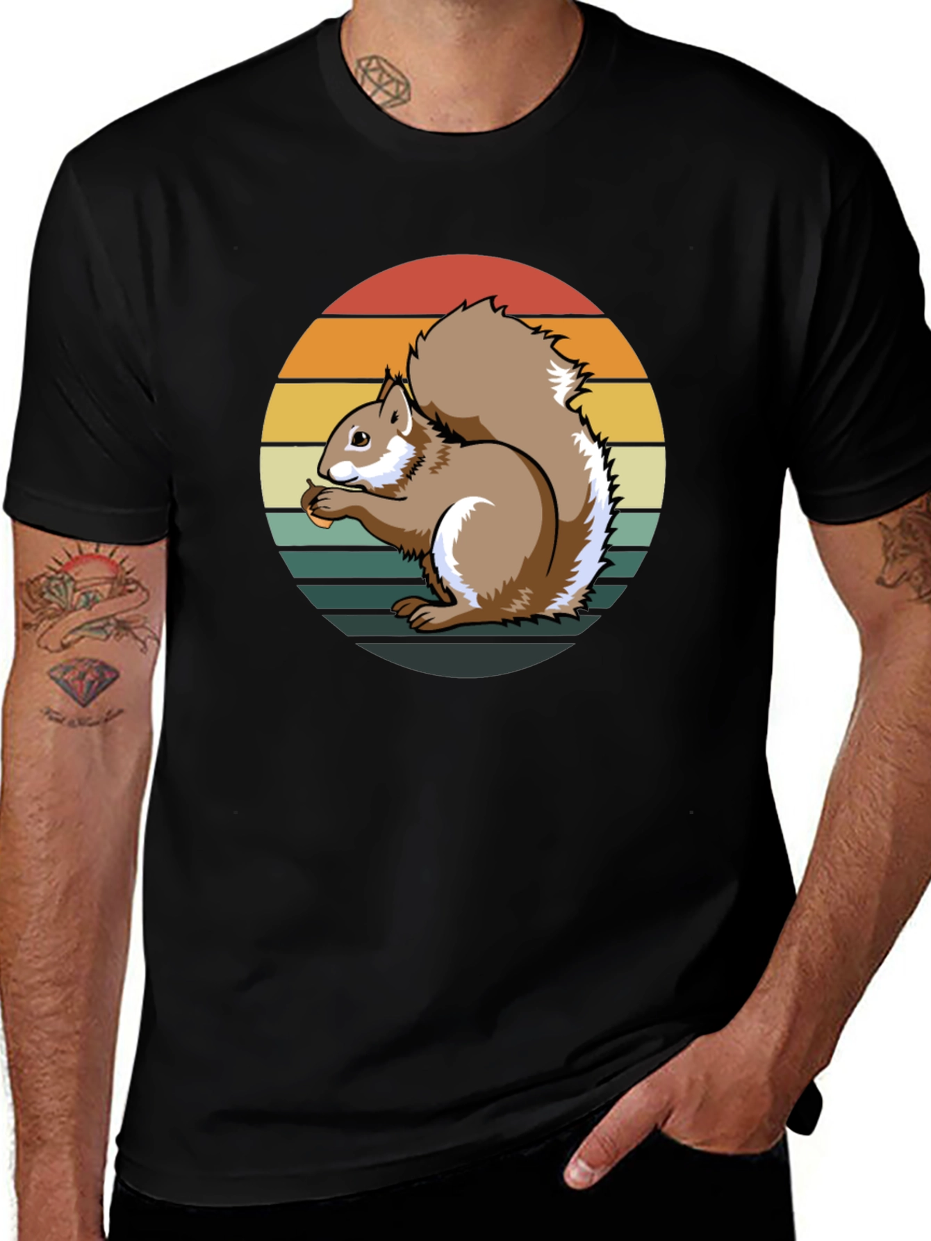 Squirrel Sunset Graphic Tee - Unique Nature Design
