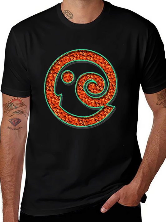 Geometric Spiral Graphic Black T-Shirt