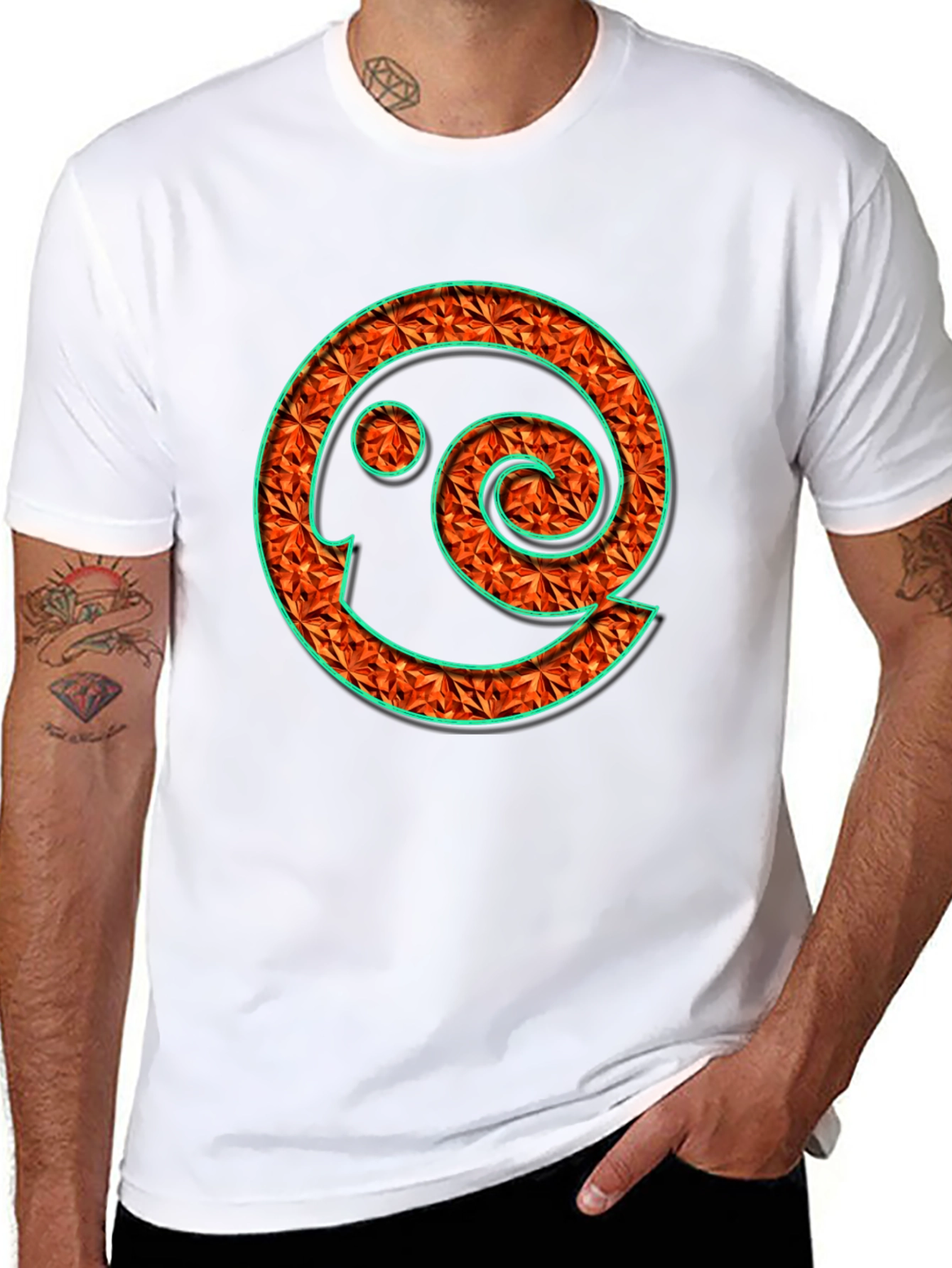 Geometric Spiral Graphic Black T-Shirt