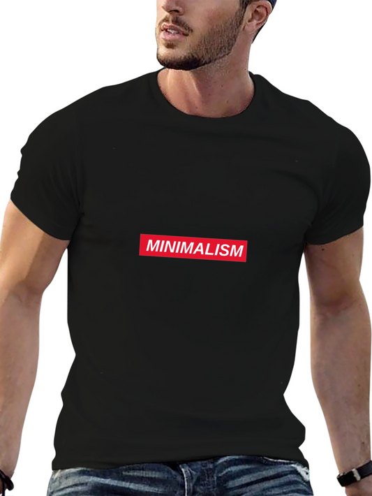 Minimalism Graphic Tee - Black Cotton Short Sleeve