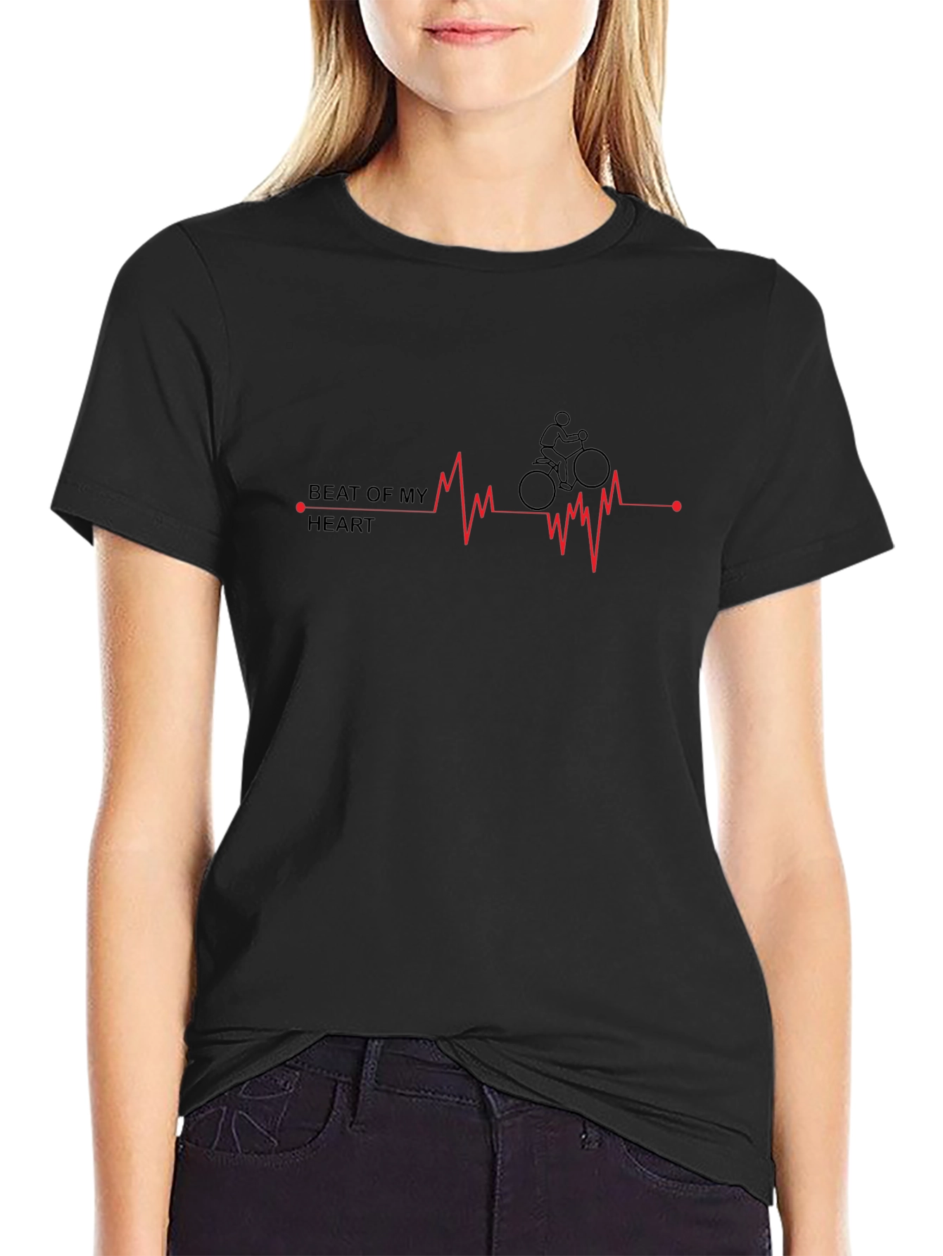 Beat of My Heart Cycling Graphic Tee - Black