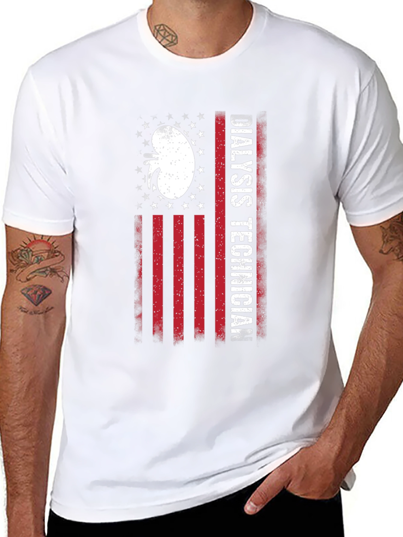 Dialysis Technician American Flag T-Shirt