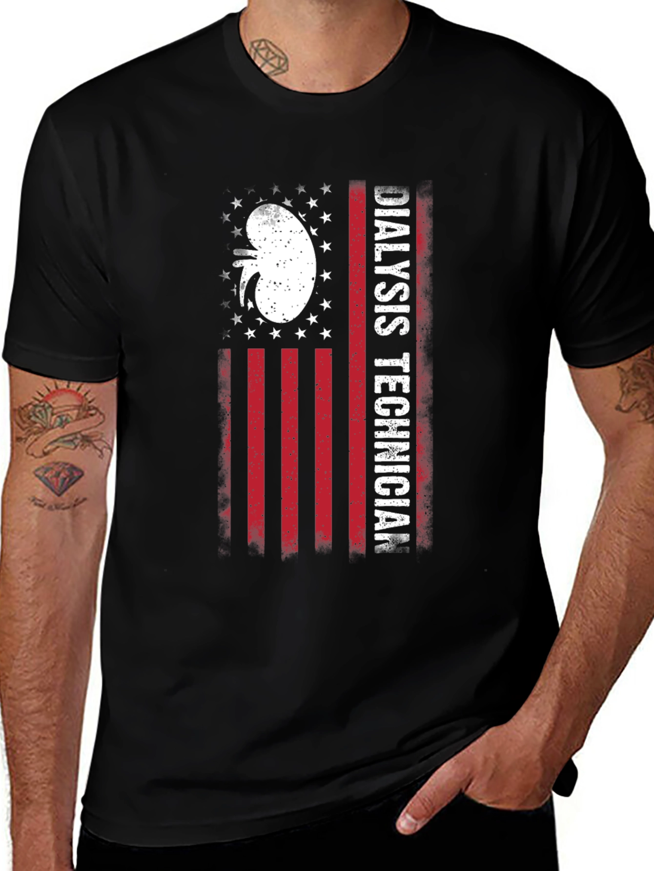Dialysis Technician American Flag T-Shirt