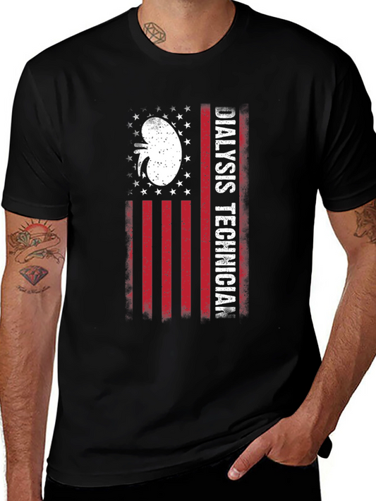 Dialysis Technician American Flag T-Shirt