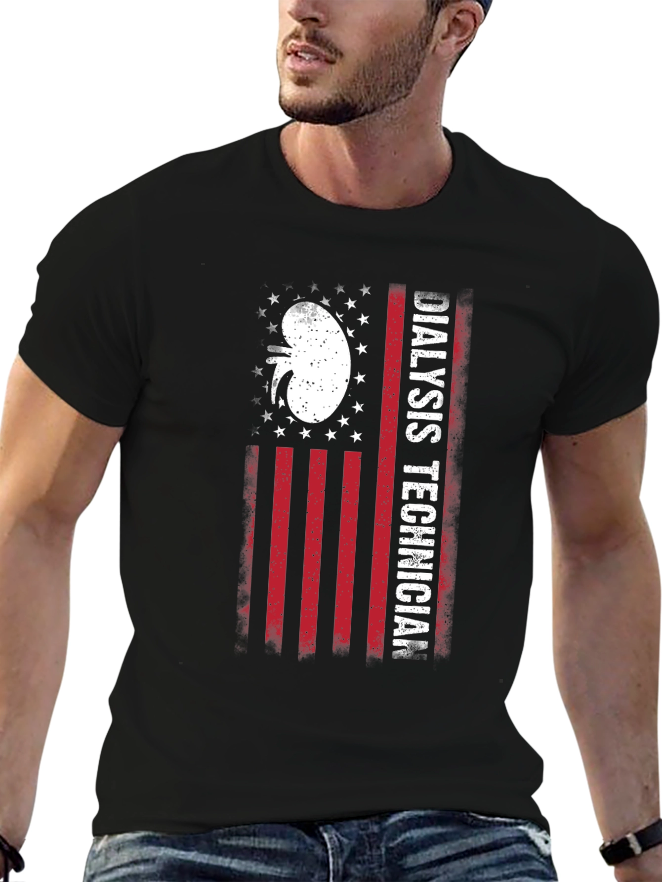 Dialysis Technician American Flag T-Shirt