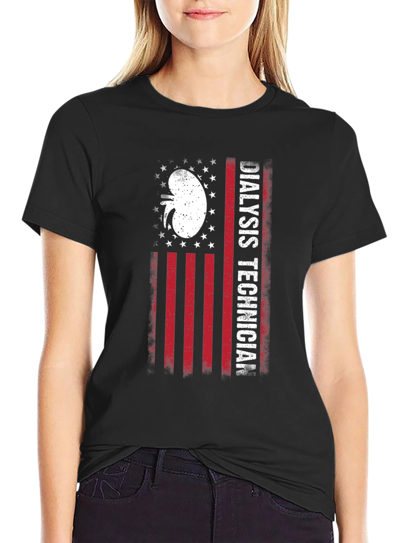 Dialysis Technician American Flag T-Shirt